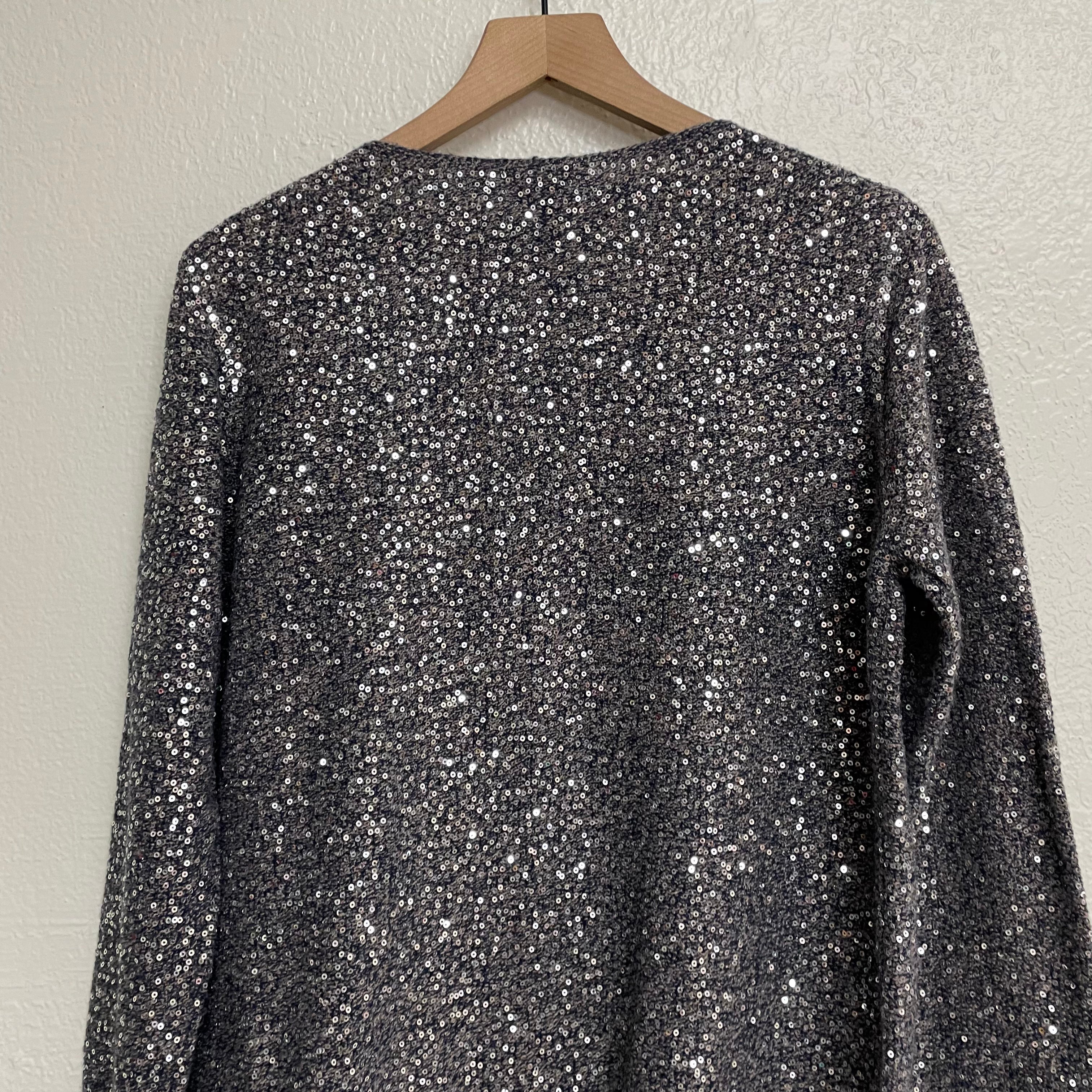 Sequin Moto Sweater Jacket