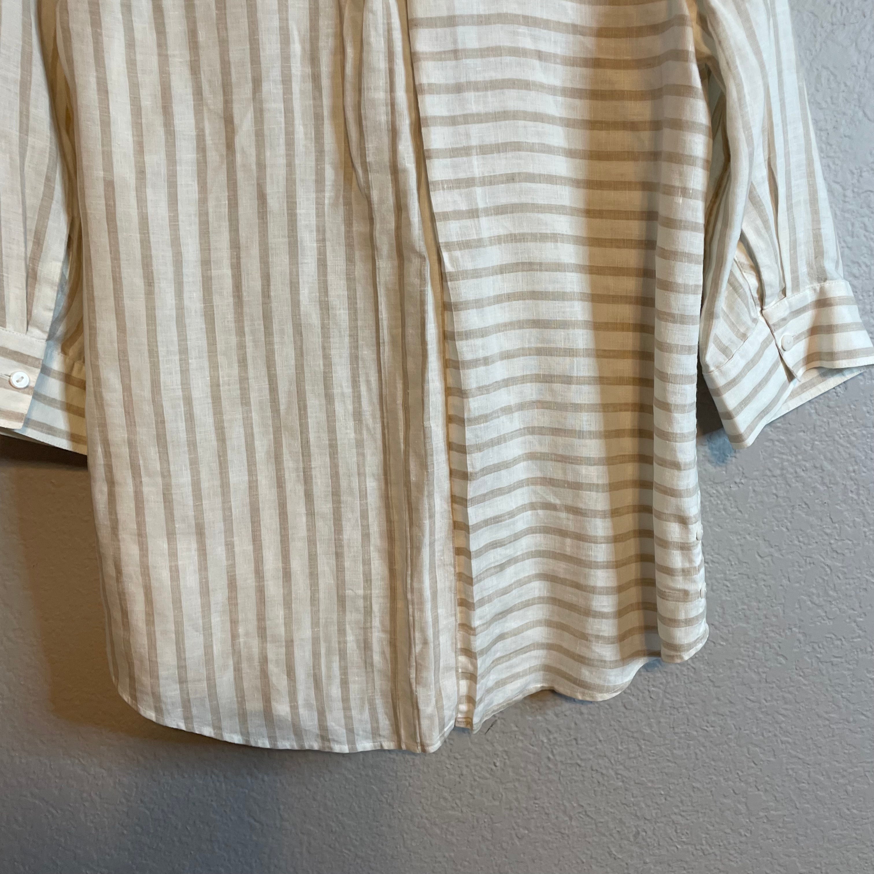 Striped Linen Button Blouse