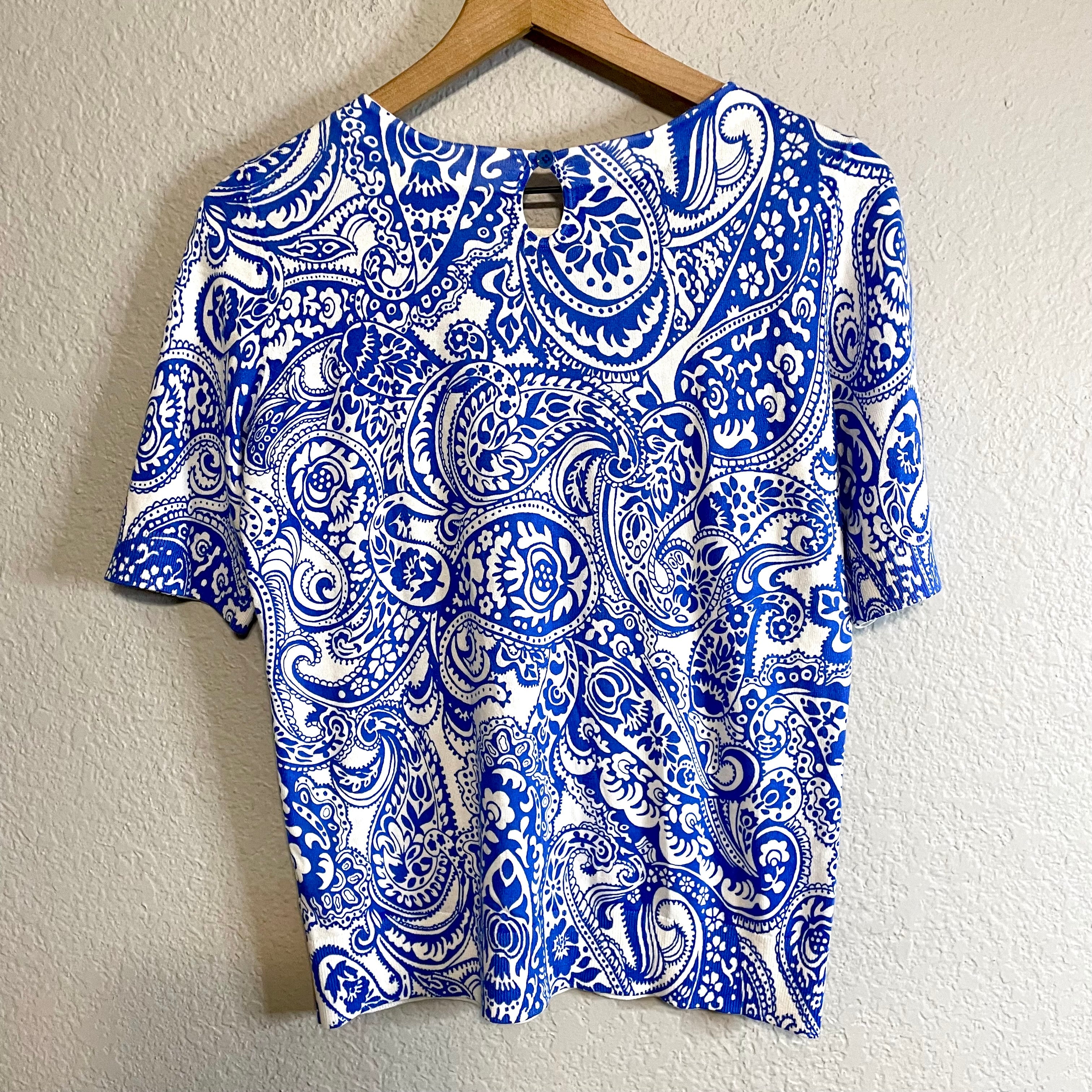 Paisley Short Sleeve Sweater Blouse