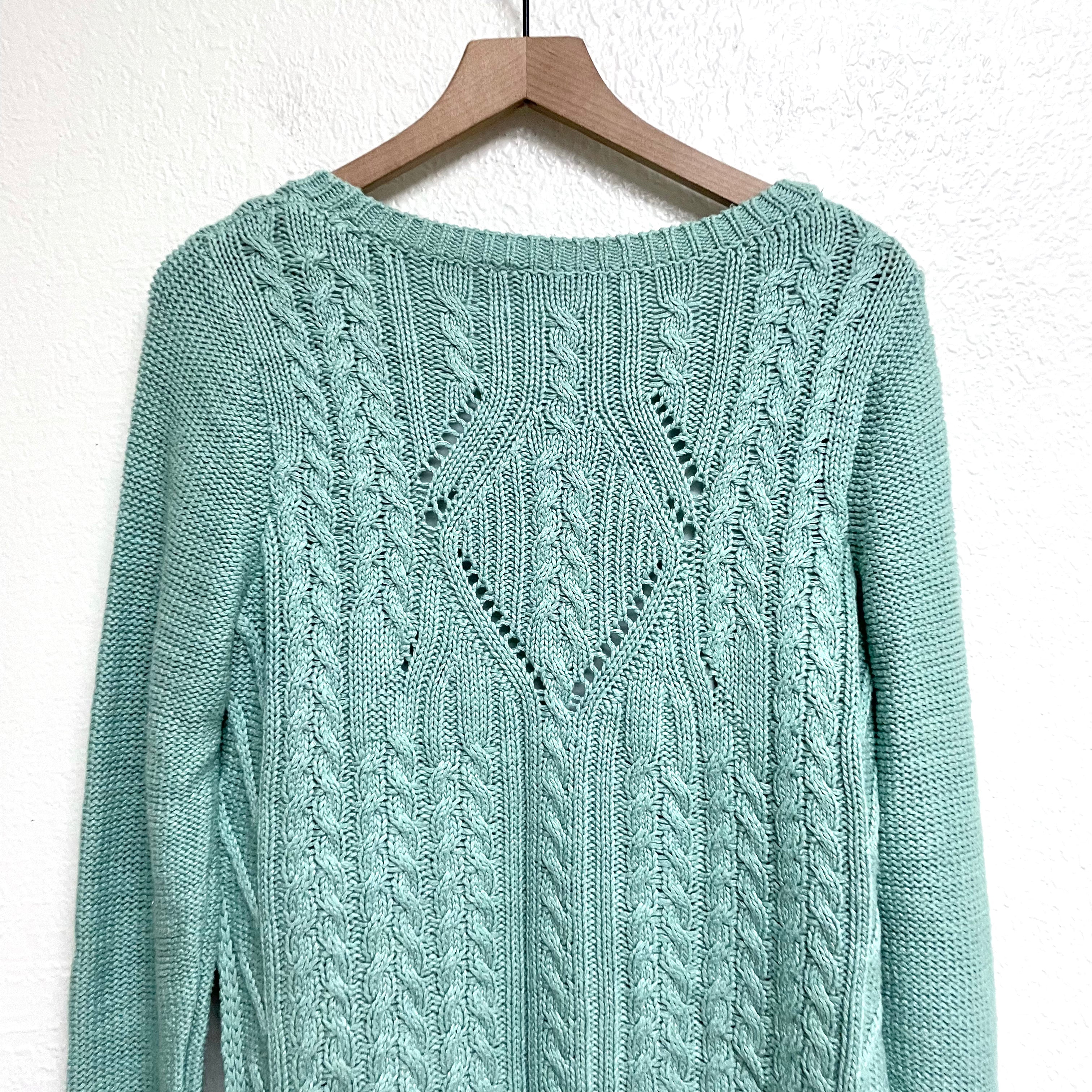 Cable Knit Polyester Hem Sweater