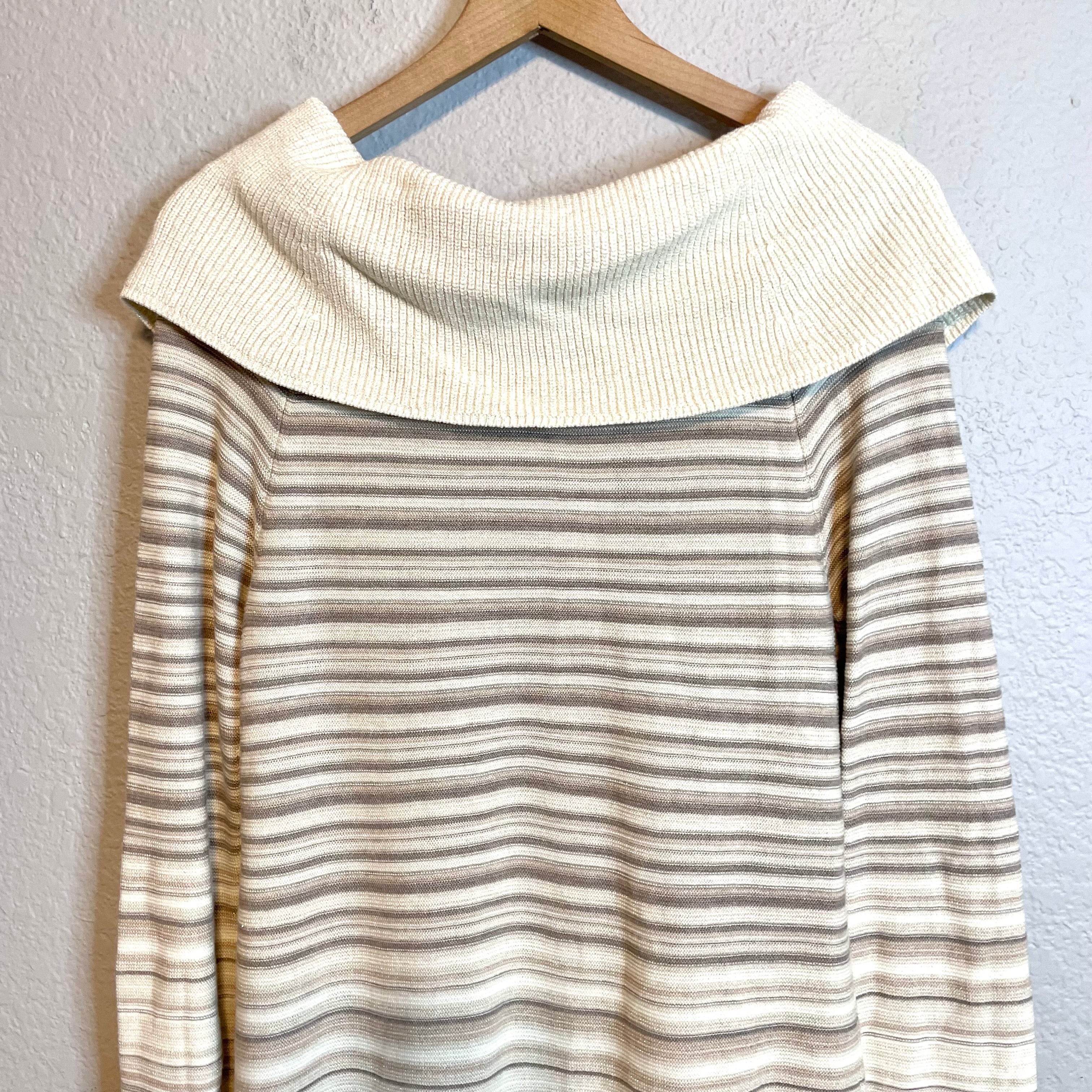 Striped Cowl Neck Sweater