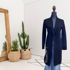 Floral Embroidered Knit Cardigan