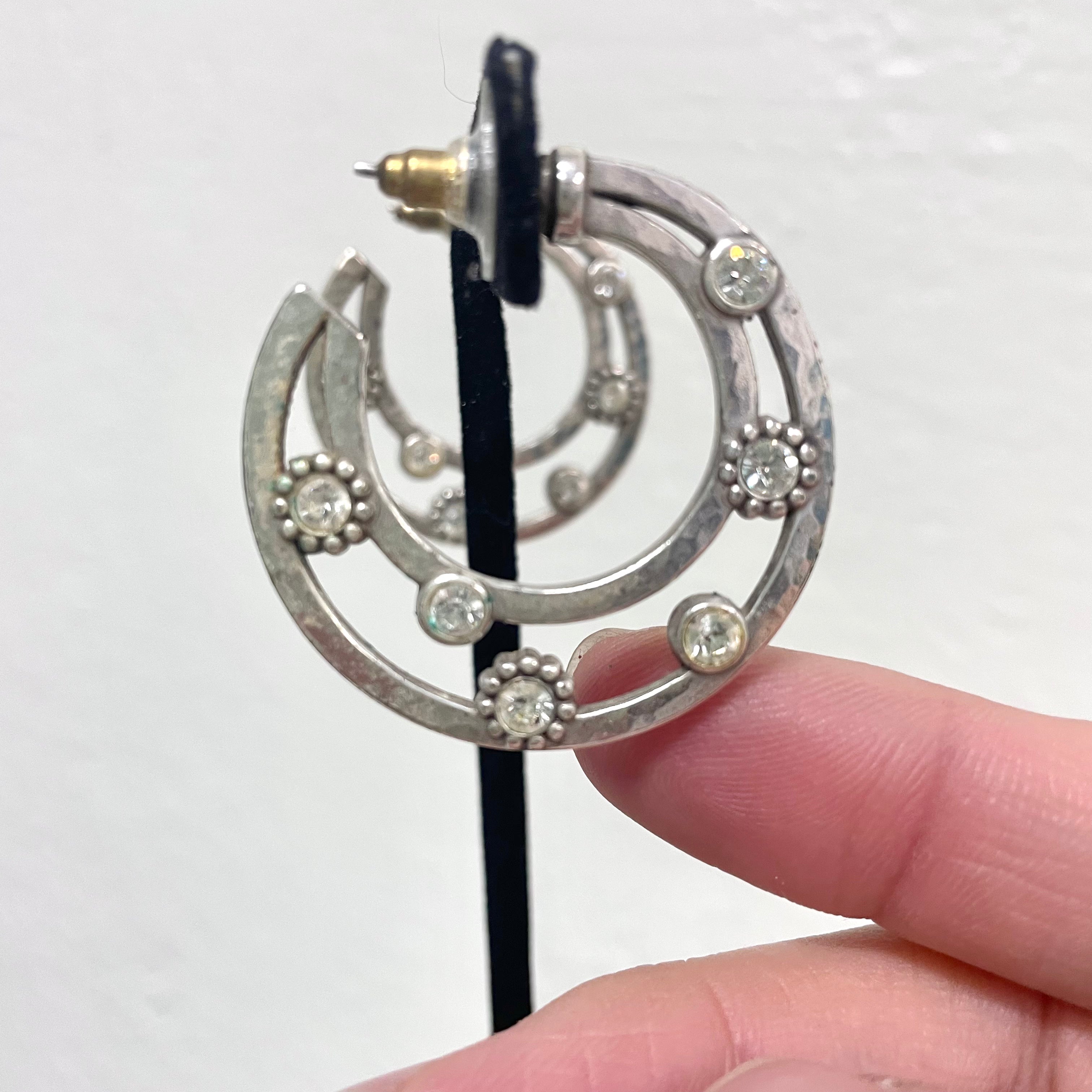 Silver Moon Hoop Earrings