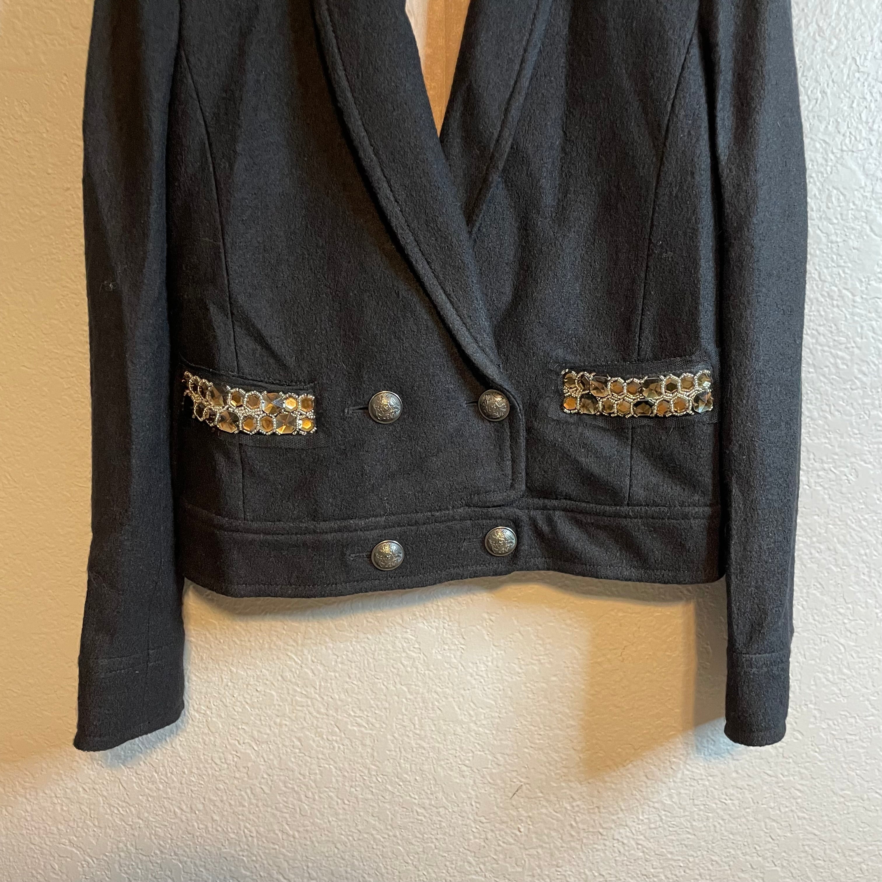 Boiled Wool Jeweled Blazer