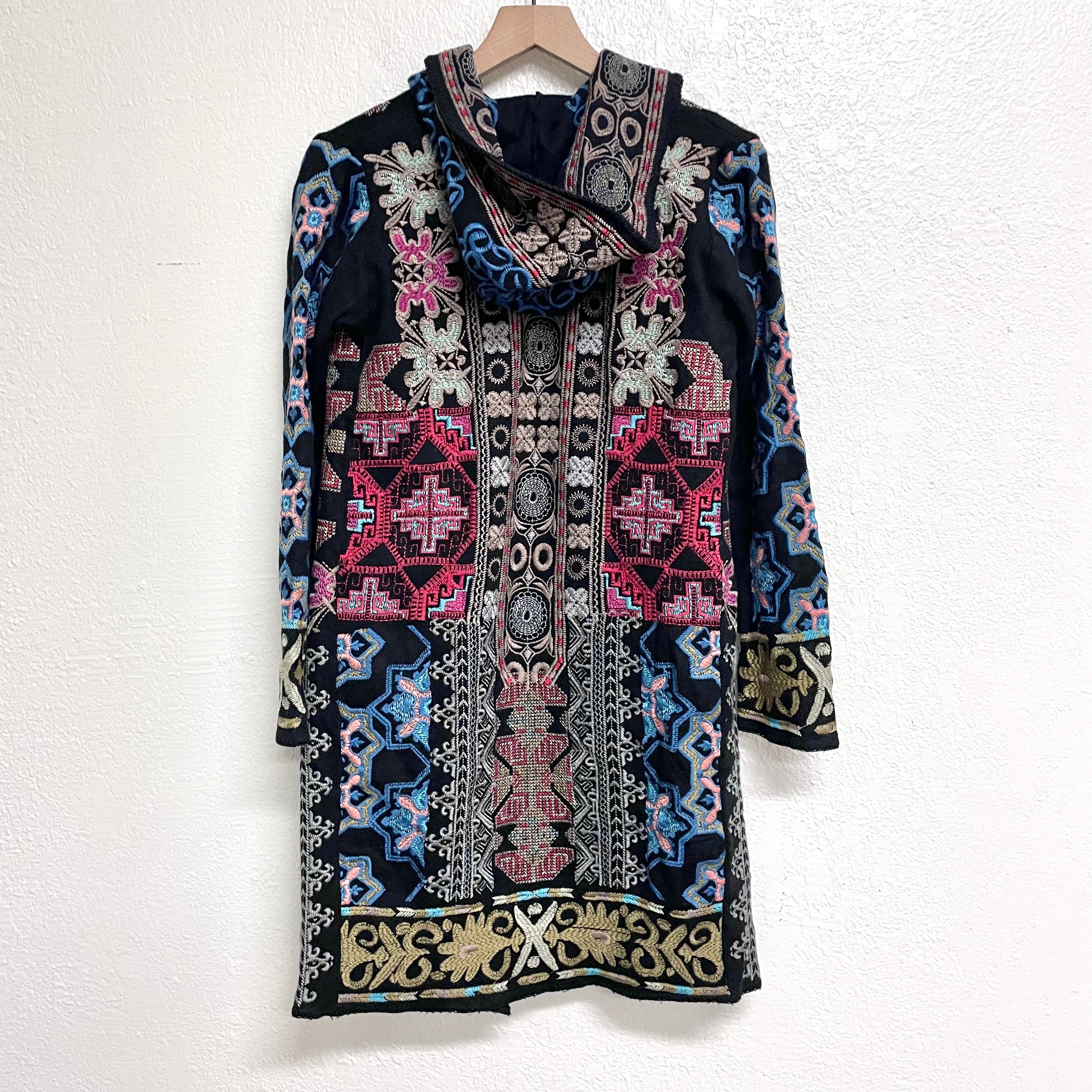 Embroidered Hooded Cardigan