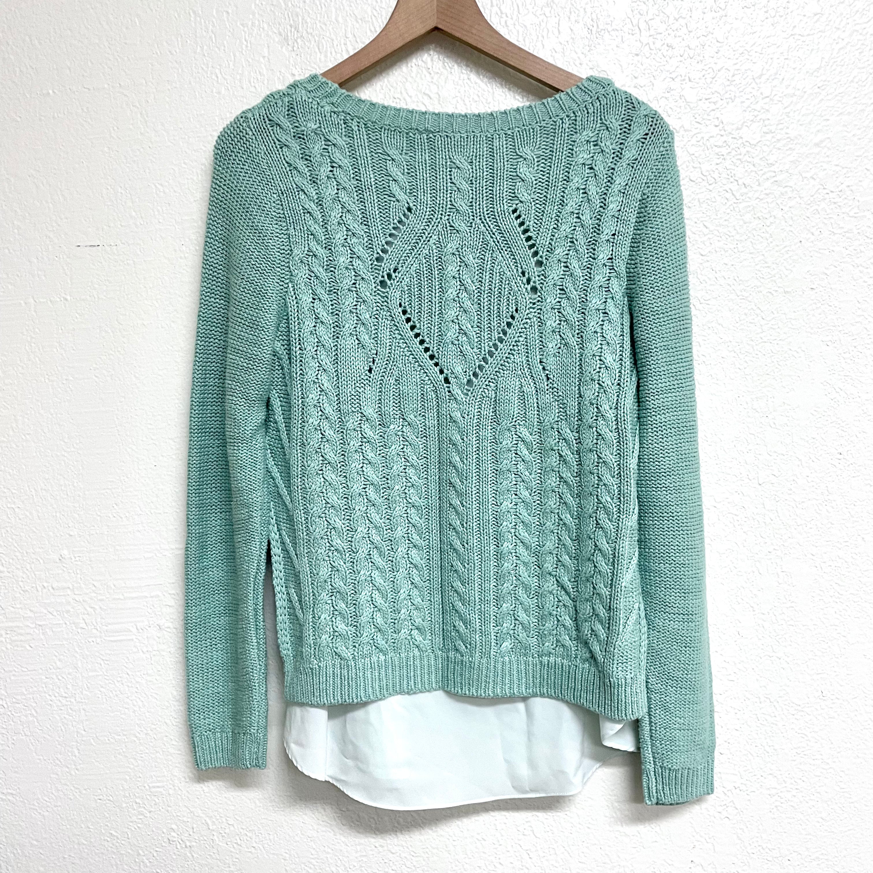 Cable Knit Polyester Hem Sweater