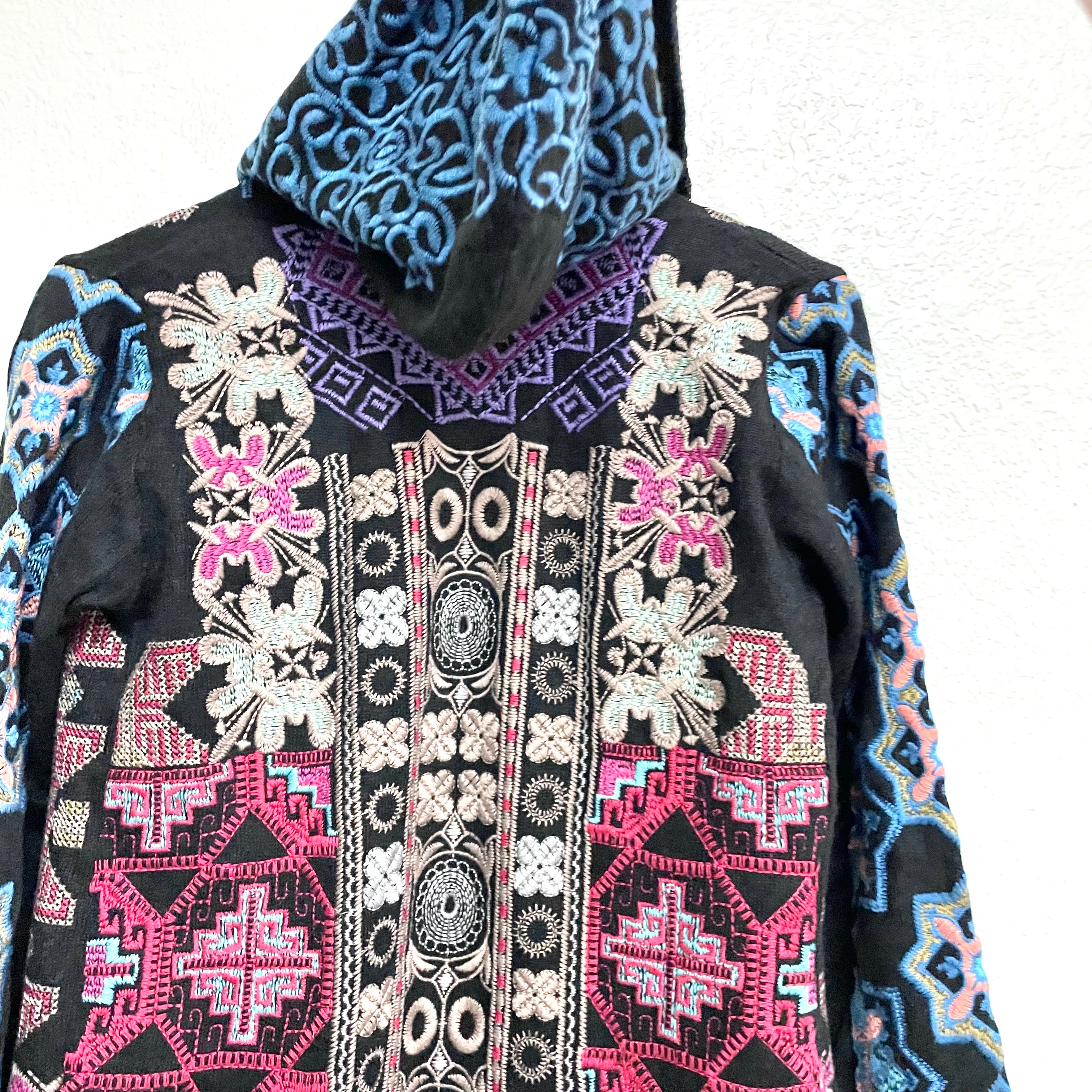 Embroidered Hooded Cardigan