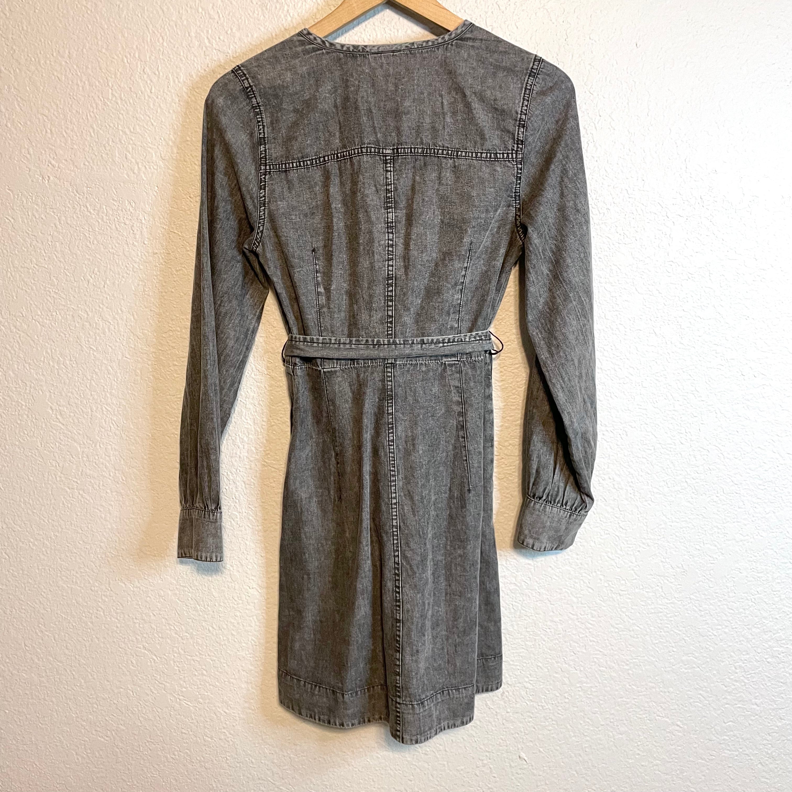 Faux Wrap Chambray Dress