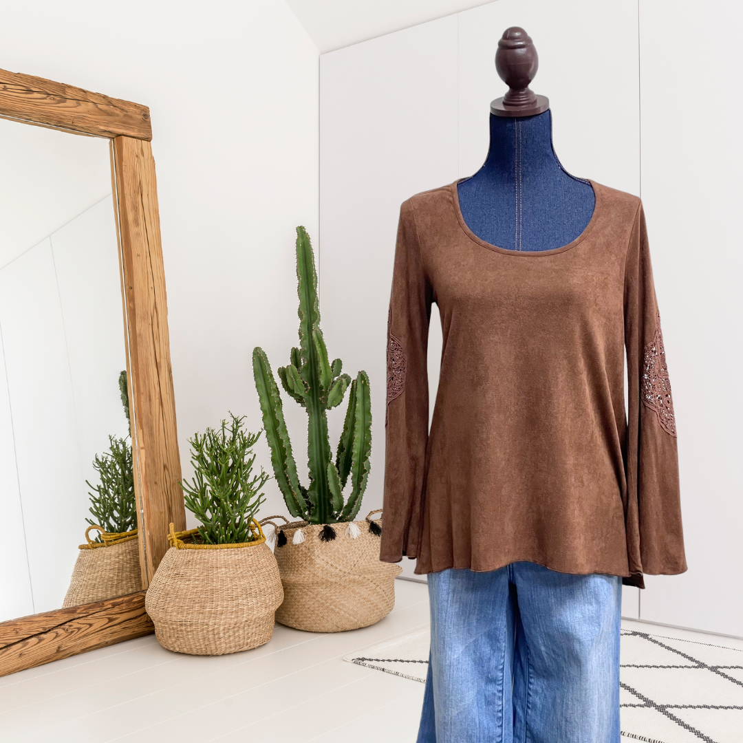 Faux Suede Blouse