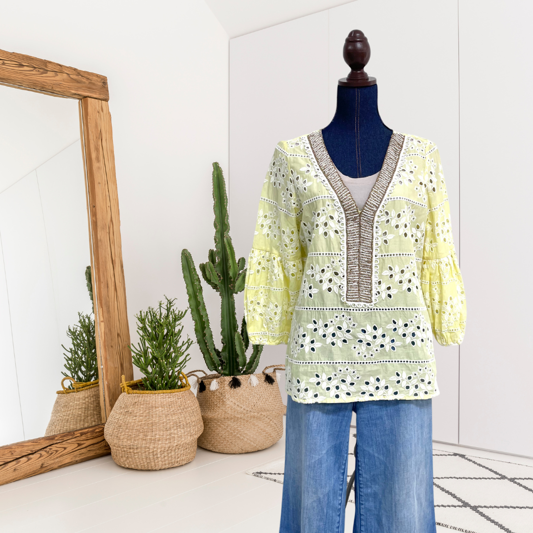 Eyelet Beaded Blouse