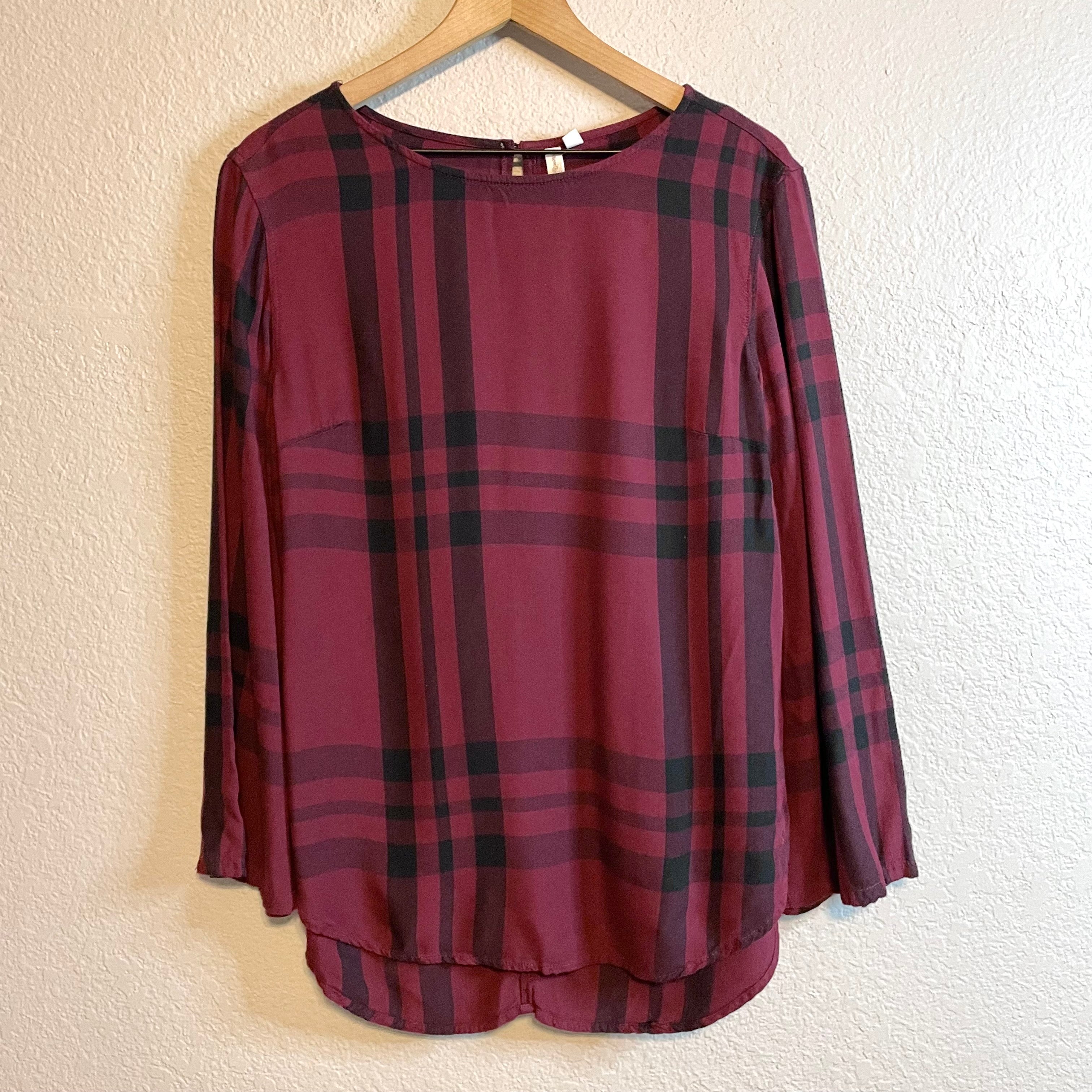 Plaid Flare Sleeve Top