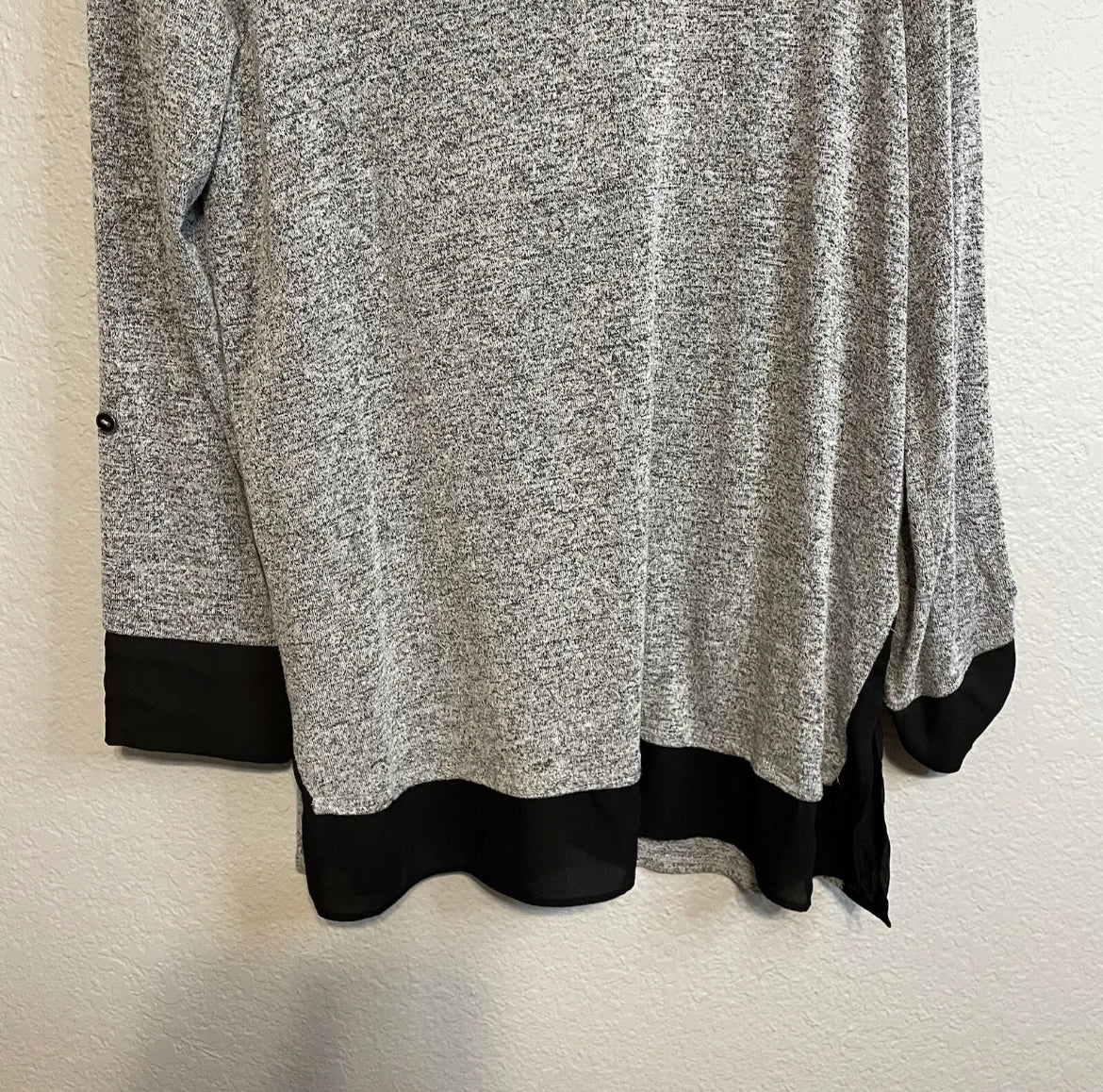 Cowl Neck Chiffon Trim Sweater