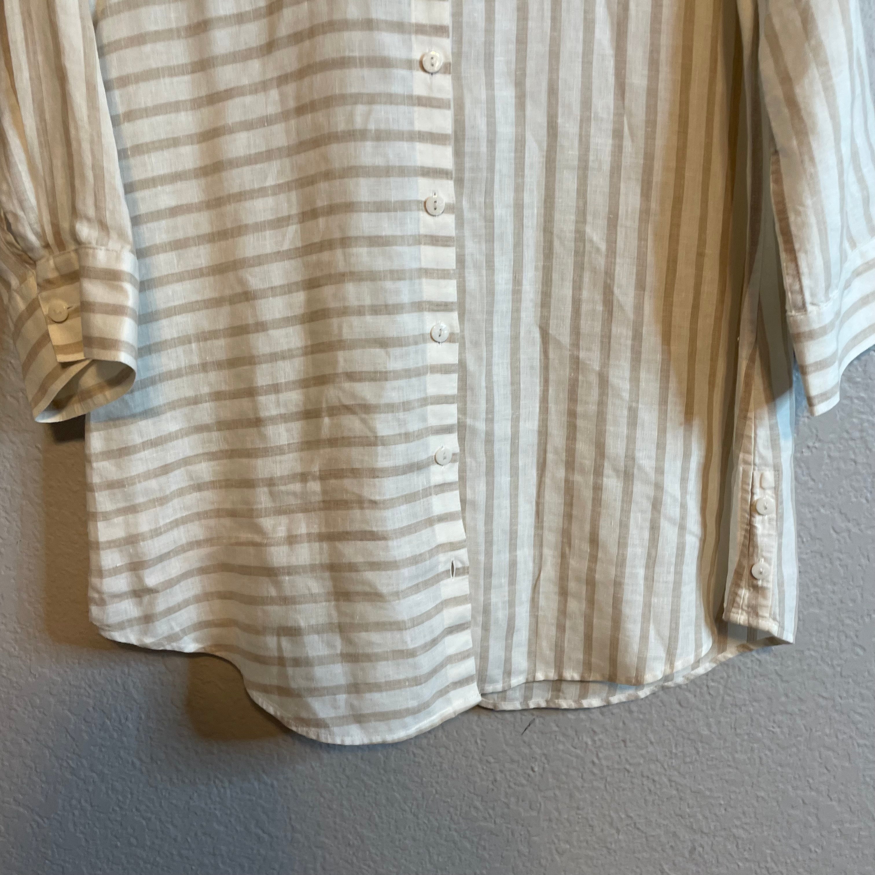 Striped Linen Button Blouse