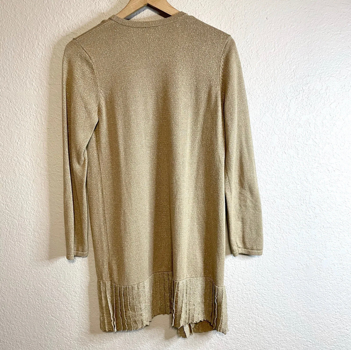 Pleated Hem Golden Cardigan