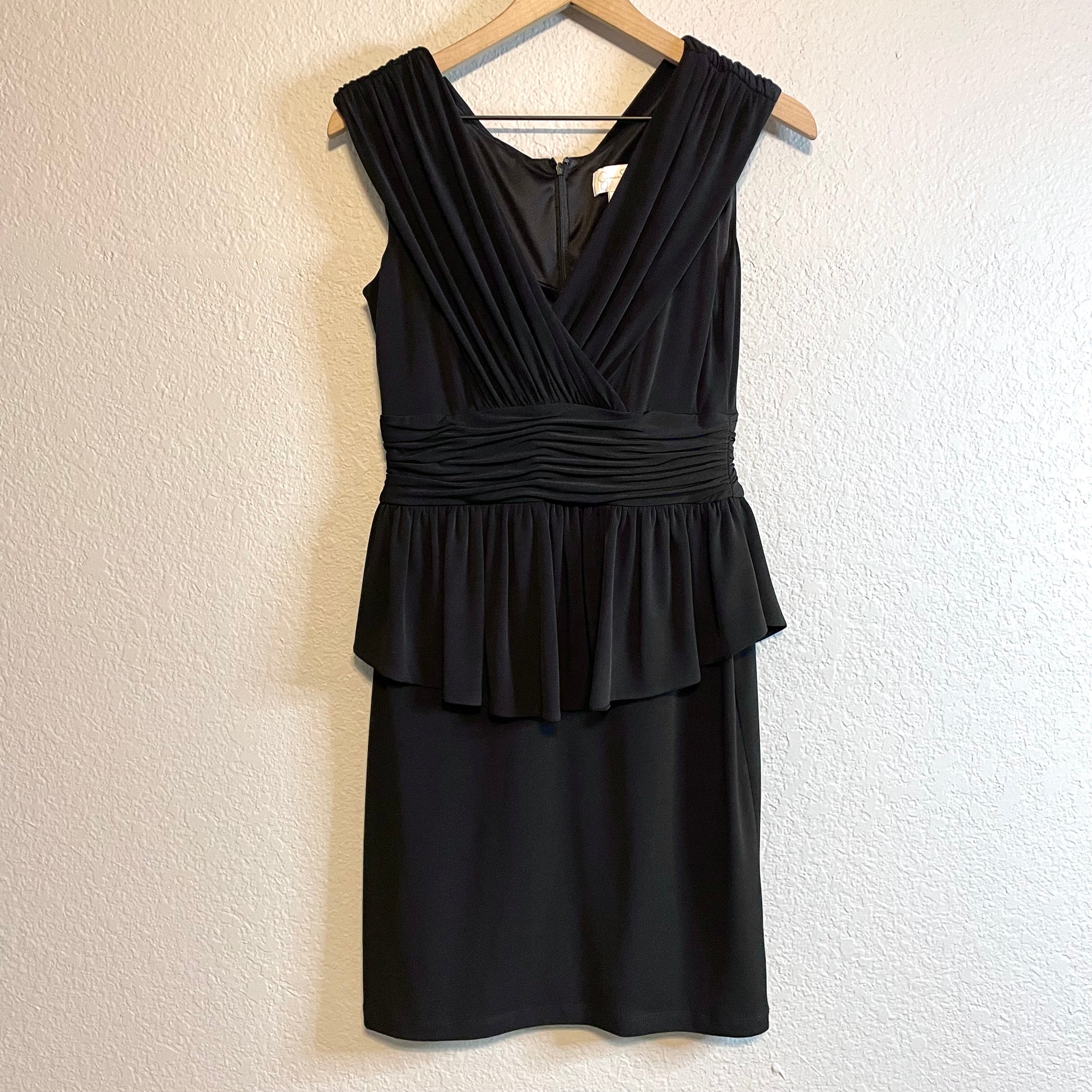 Gathered V-Neck Peplum Dress