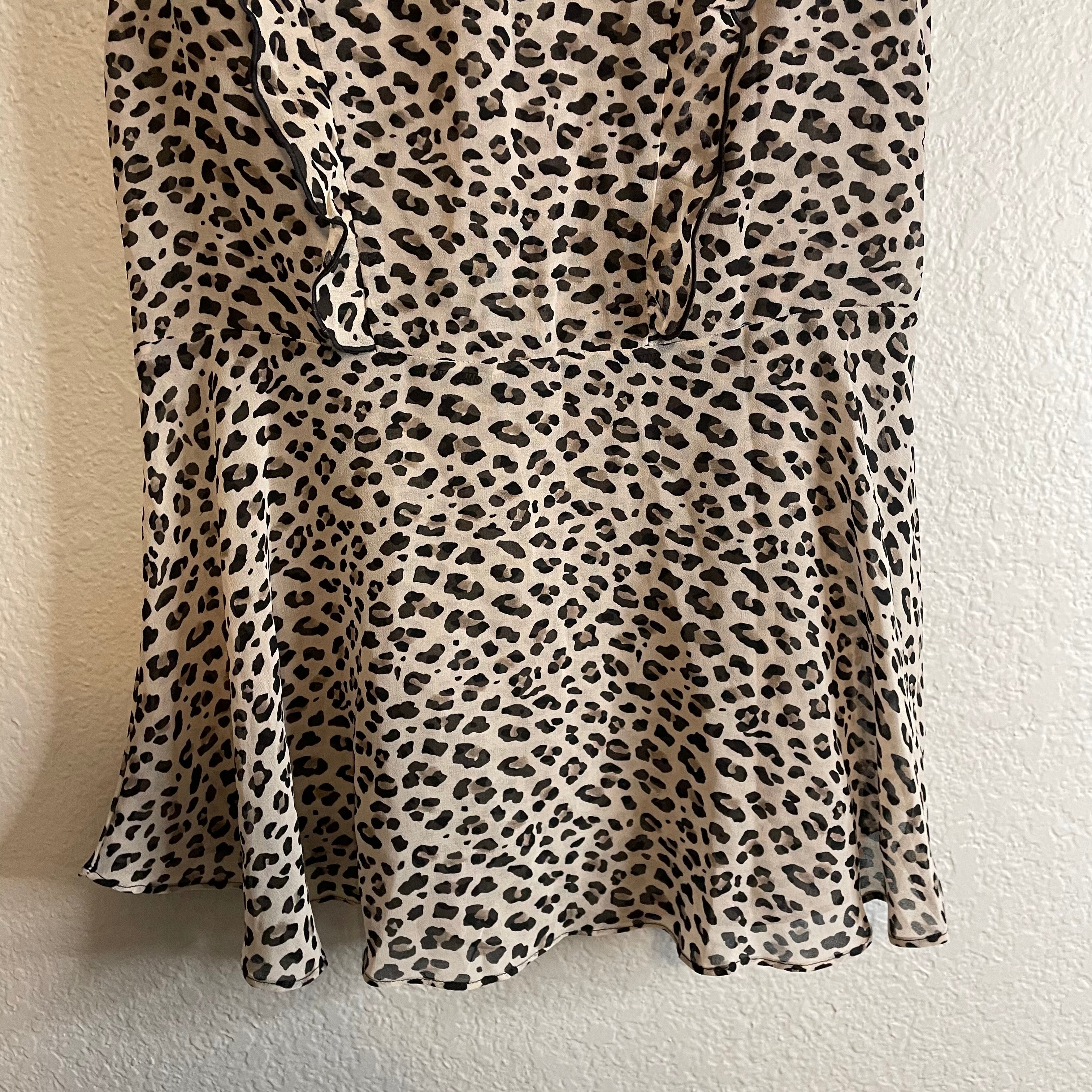 Leopard Ruffle Pleated Layered Blouse