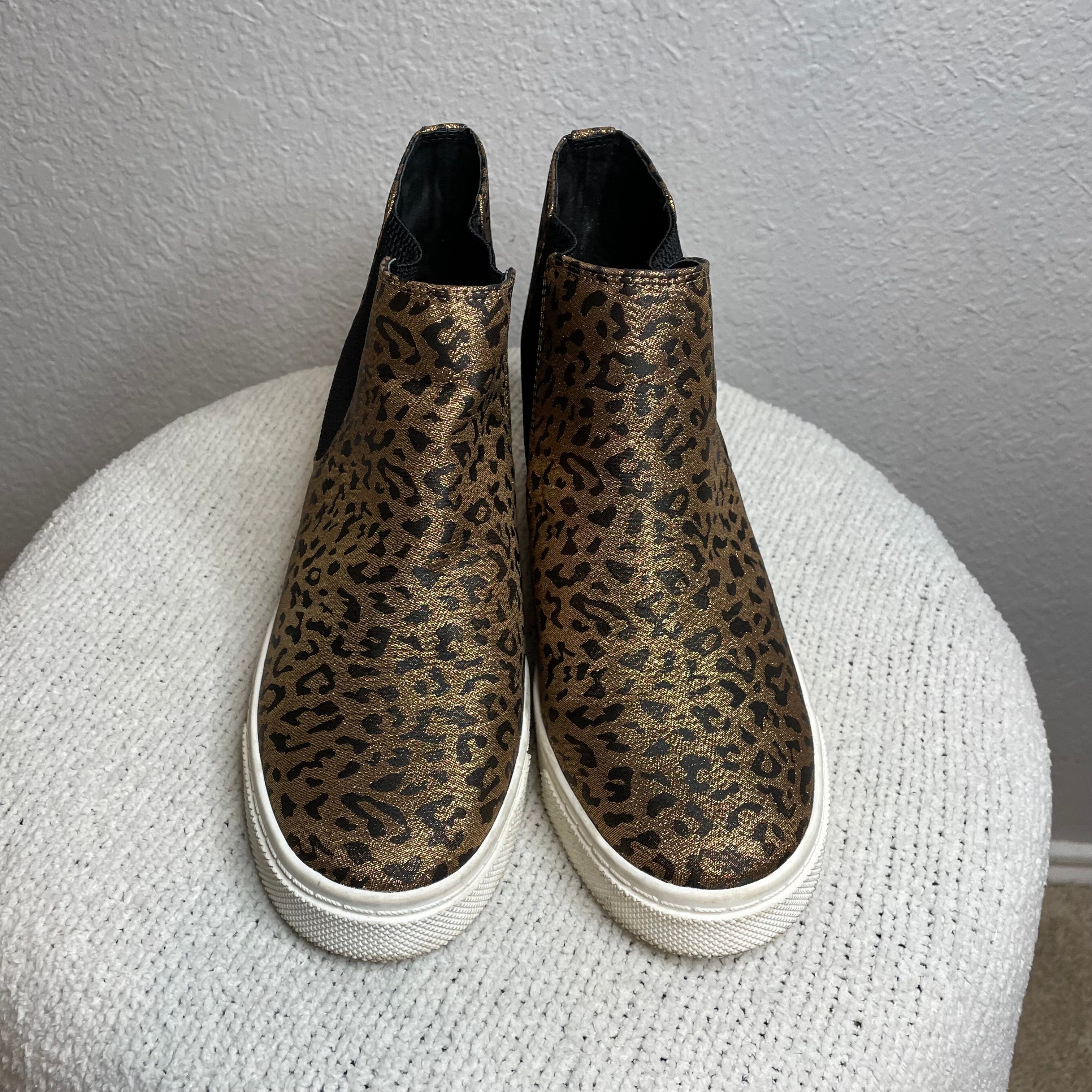 Bronze Leopard Heel Wedge Sneaker