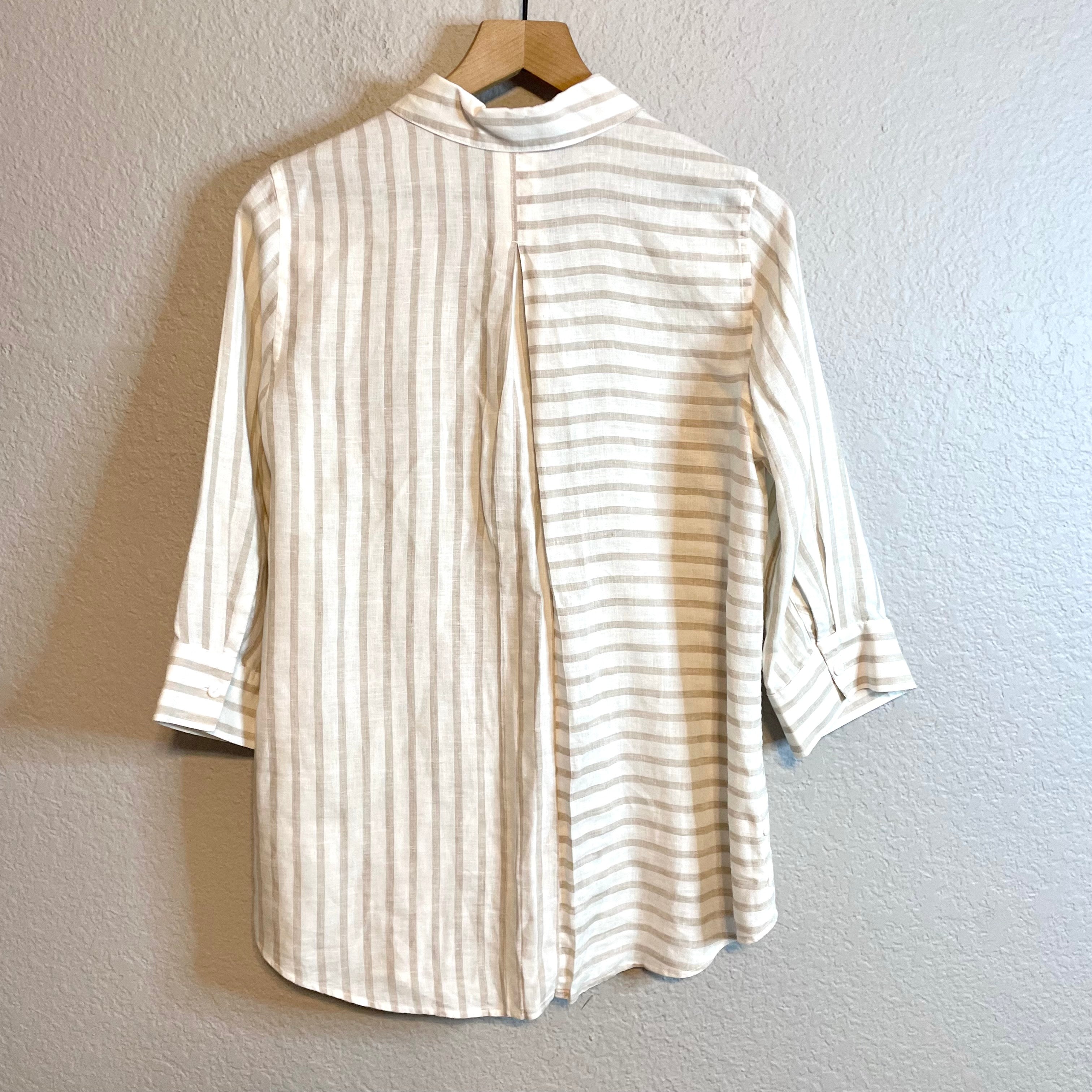 Striped Linen Button Blouse