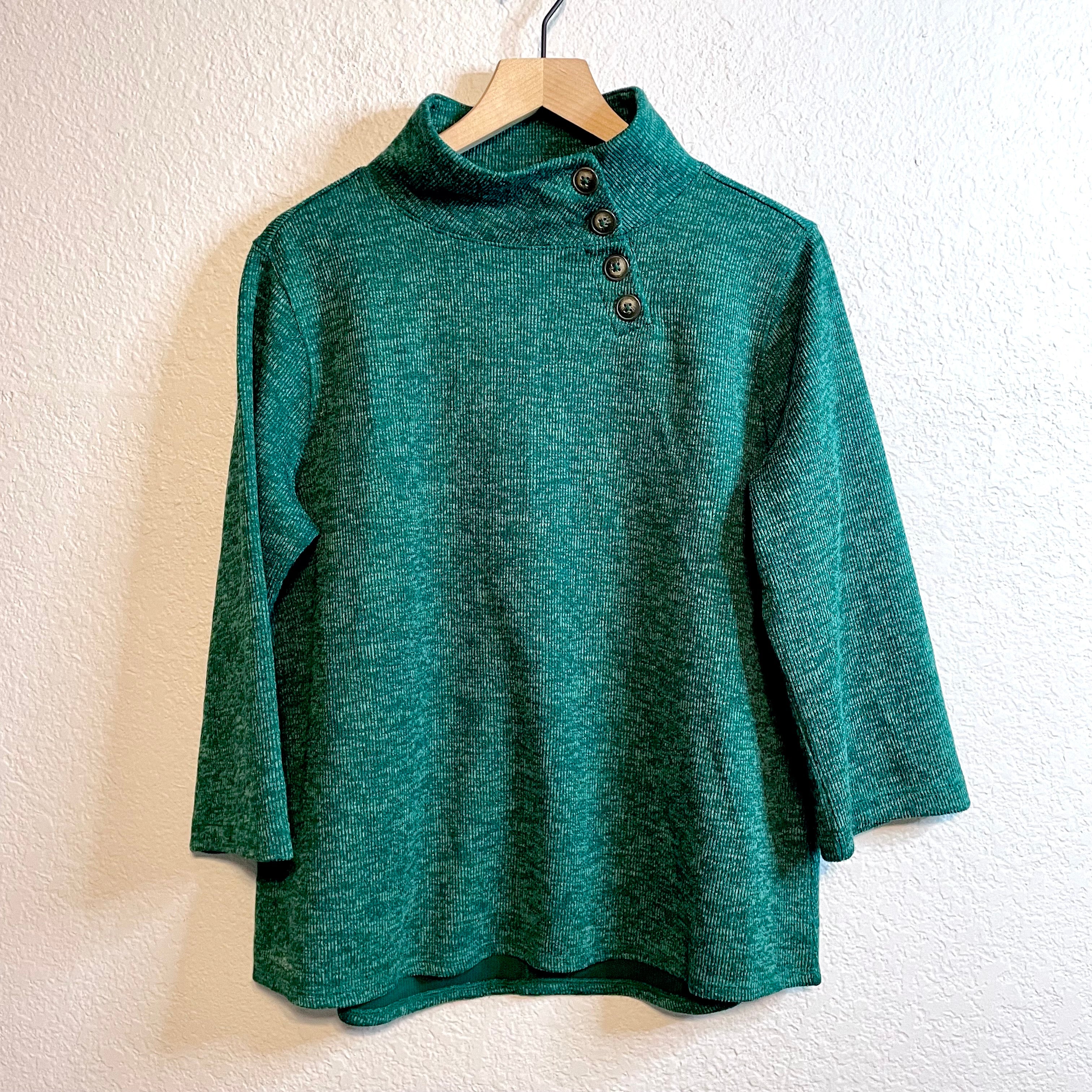 Button Mock Neck Sweatshirt