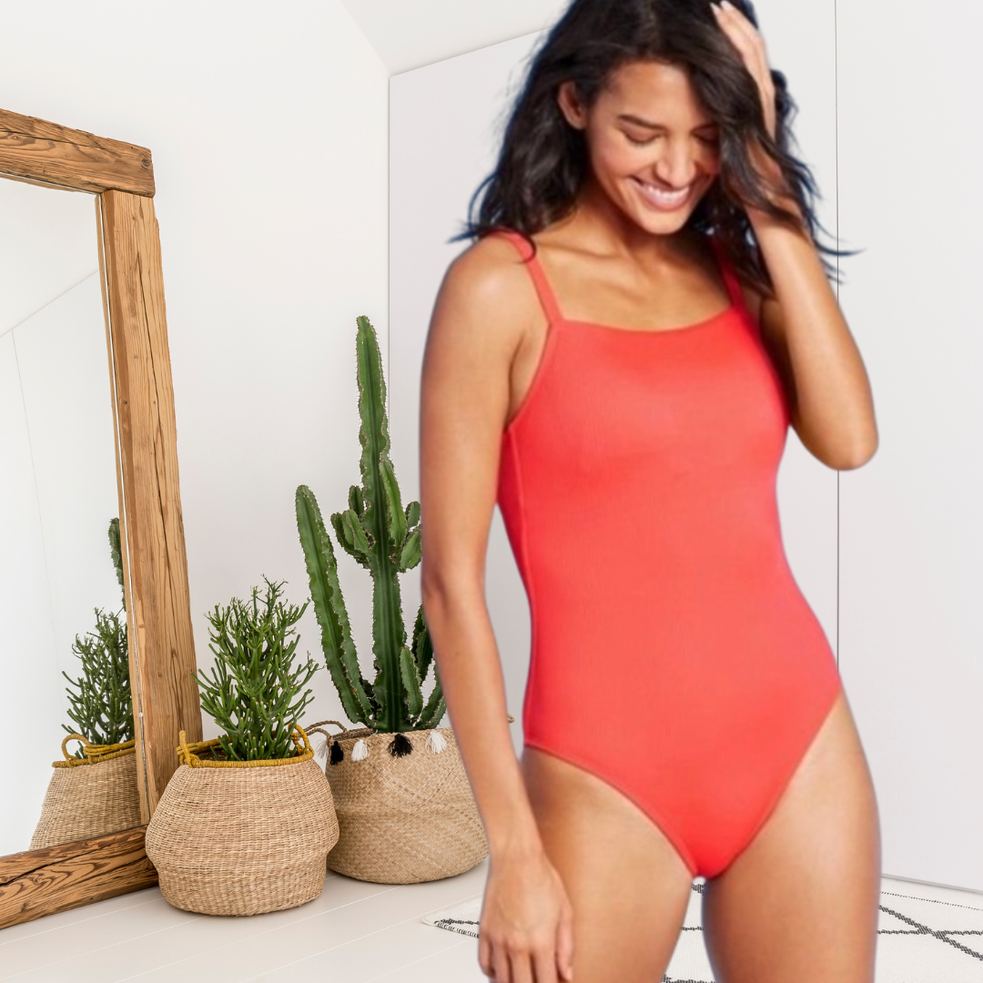 Ribbed Criss Cross One Piece Swimsuit