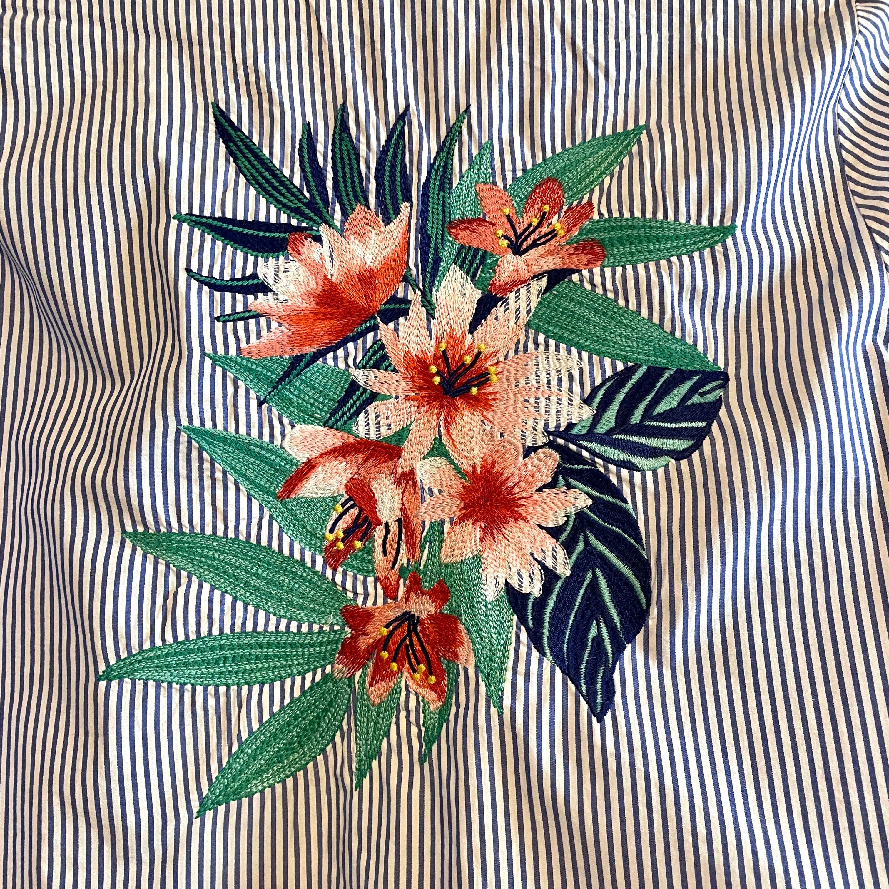 Floral Embroidered Popover Top