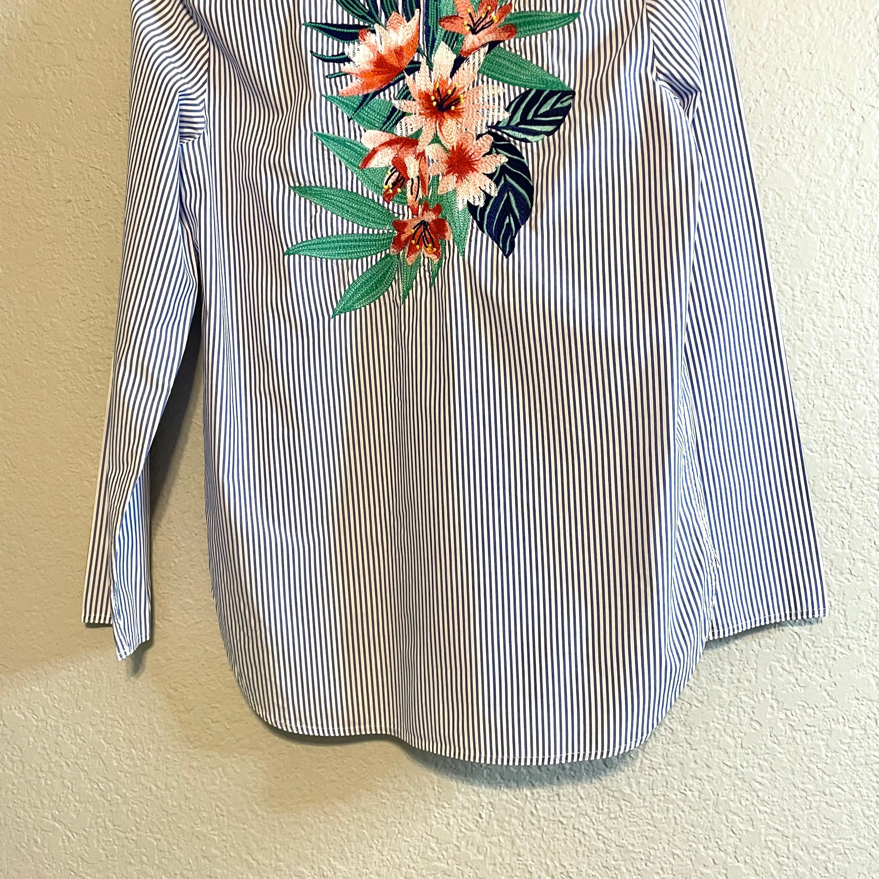 Floral Embroidered Popover Top