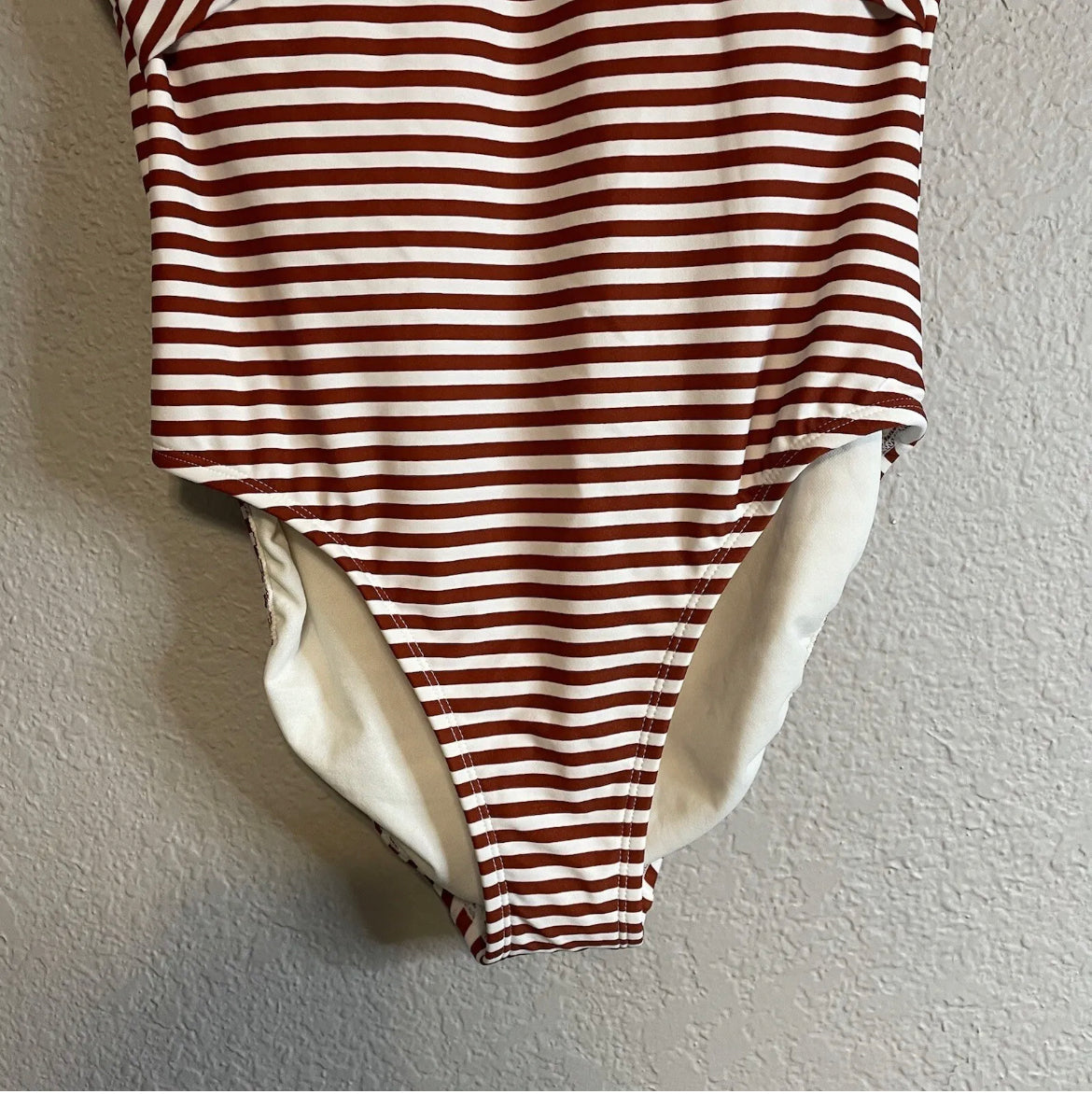 Strapless Striped One Piece Swim Suit