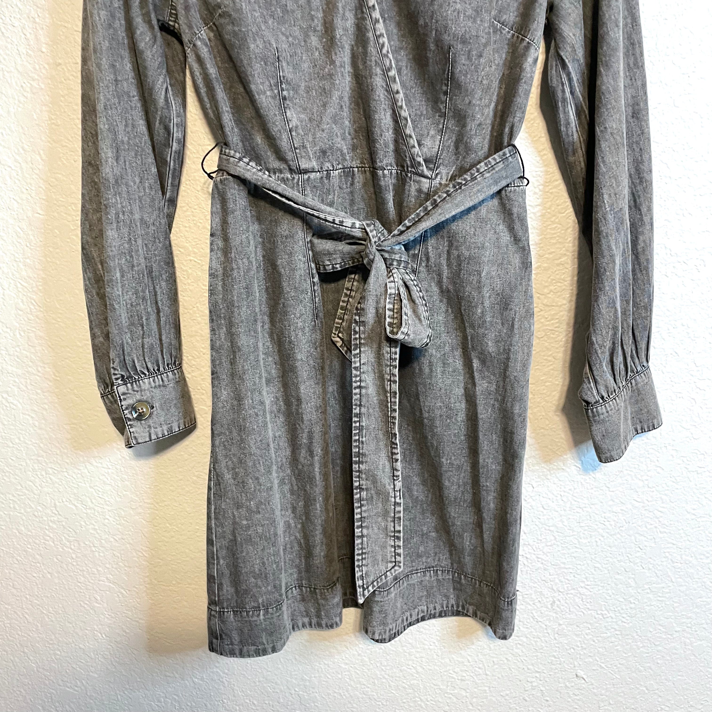 Faux Wrap Chambray Dress