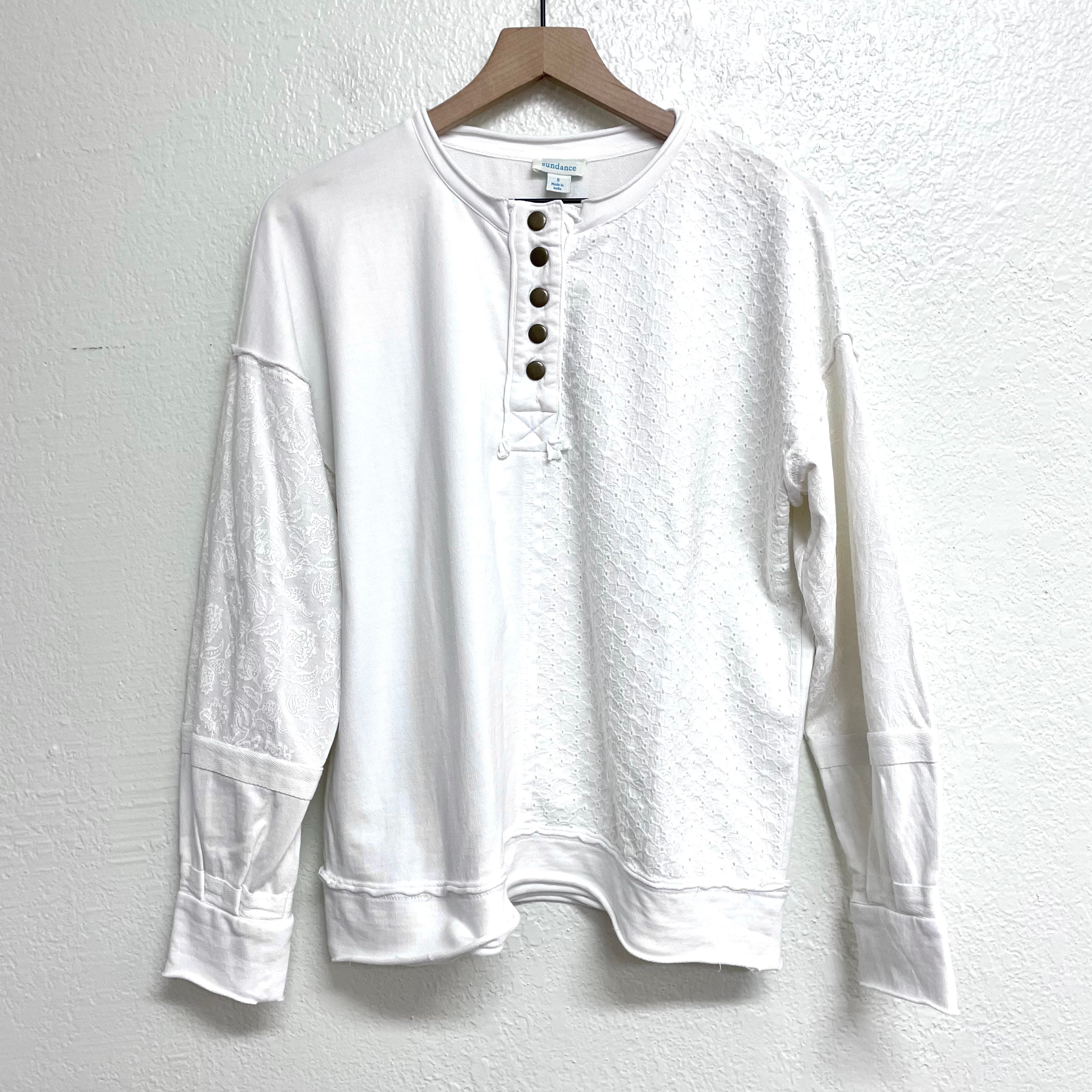 Split Lace Henley Sweatshirt