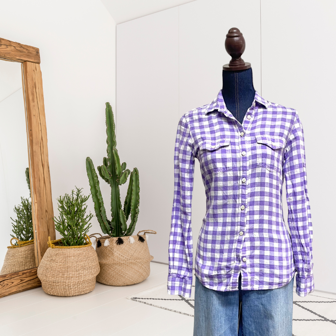 Plaid Linen Blend Button Up