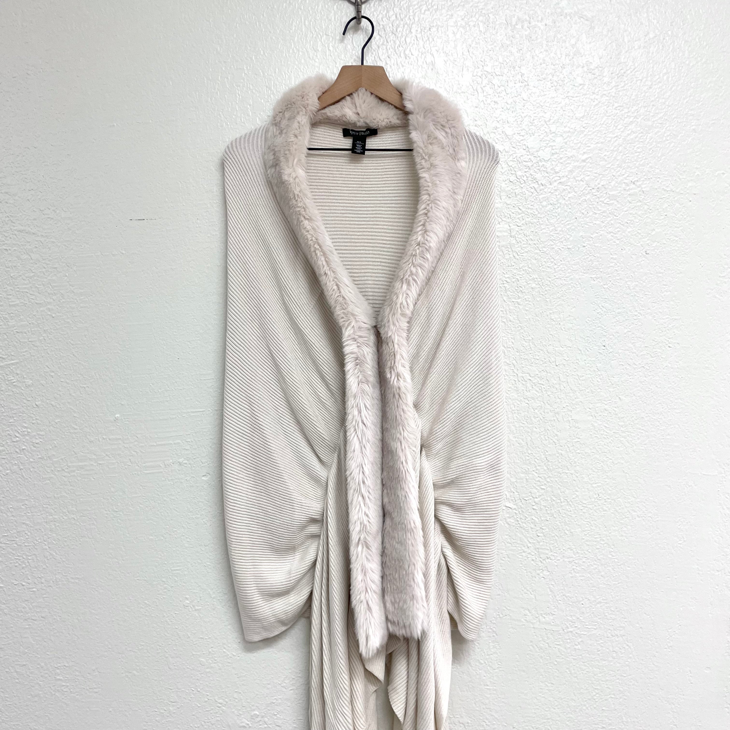 Faux Fur Trim Shawl