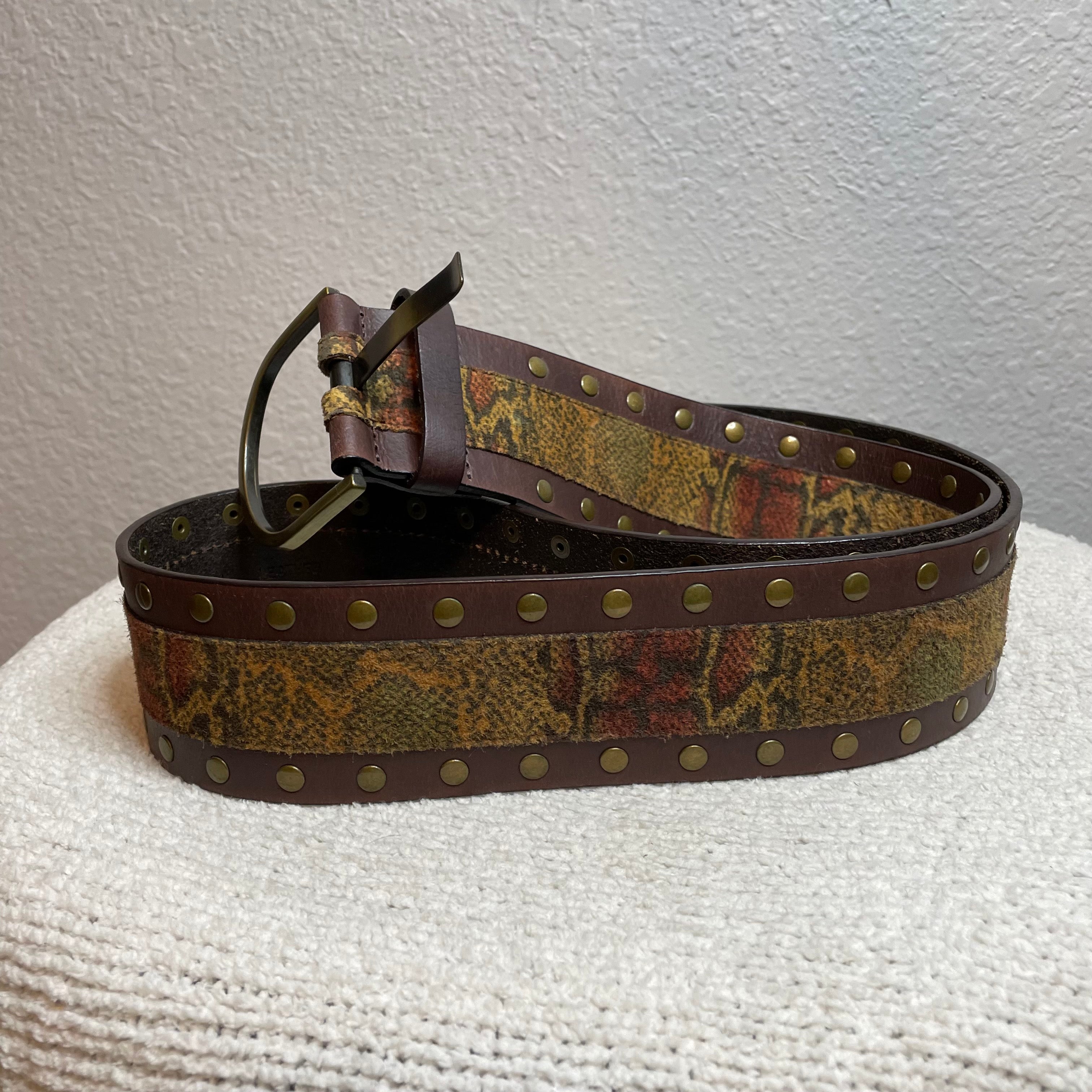 Snakeskin Print Leather Belt