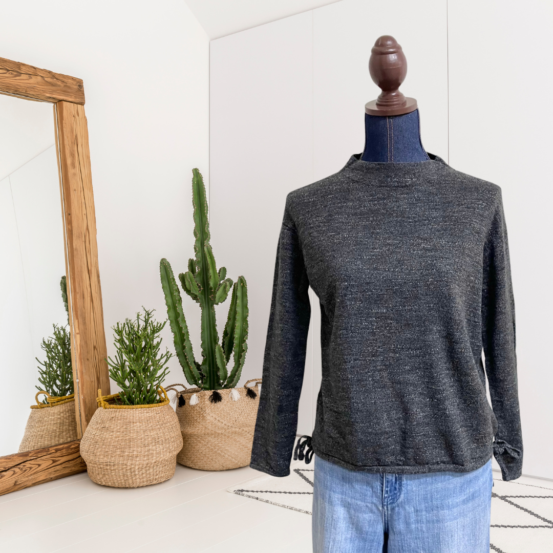 Mock Neck Side Tie Sweater