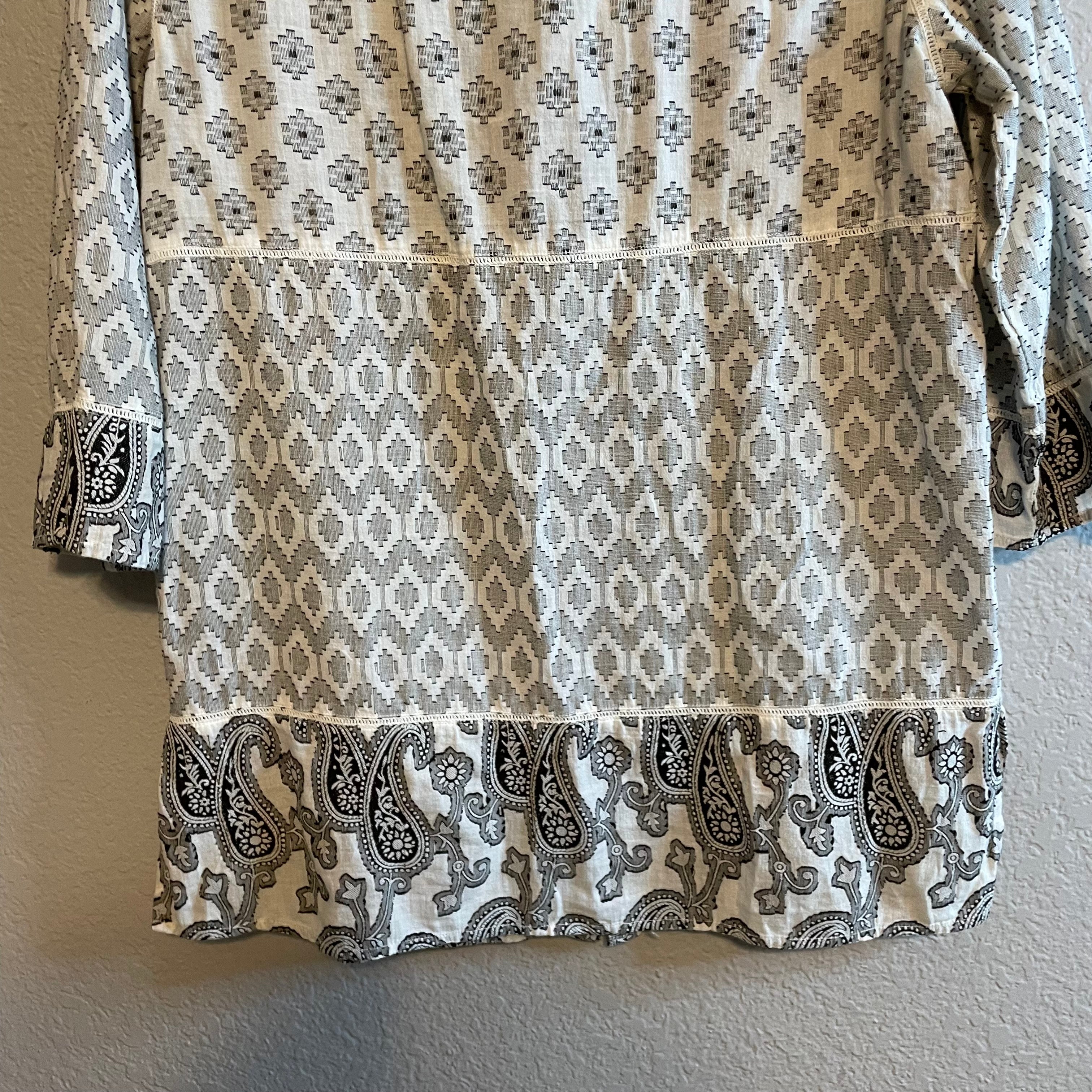 Paisley Geometric Button Up Top