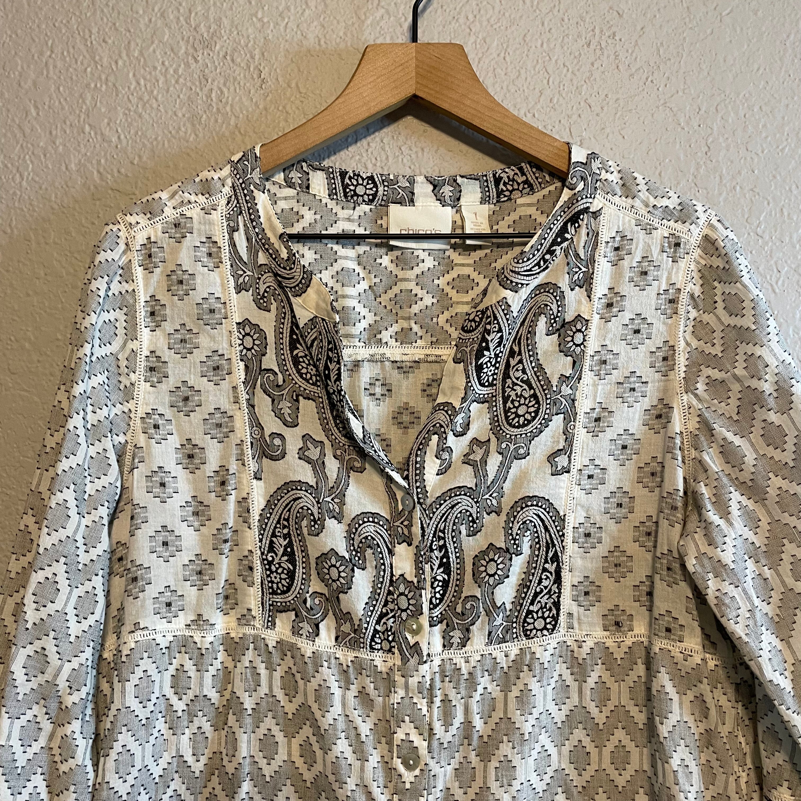 Paisley Geometric Button Up Top