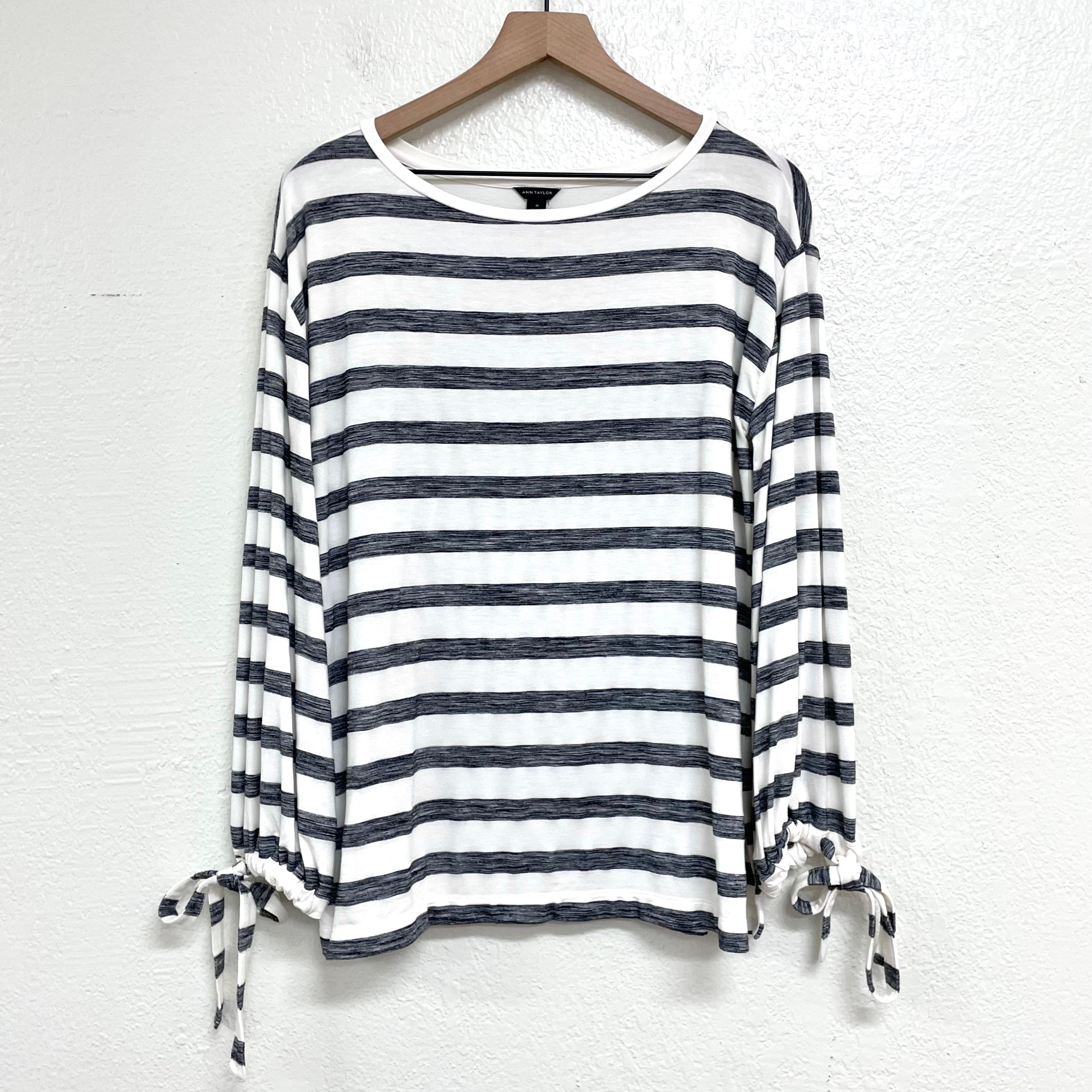 Striped Bow Sleeve Top