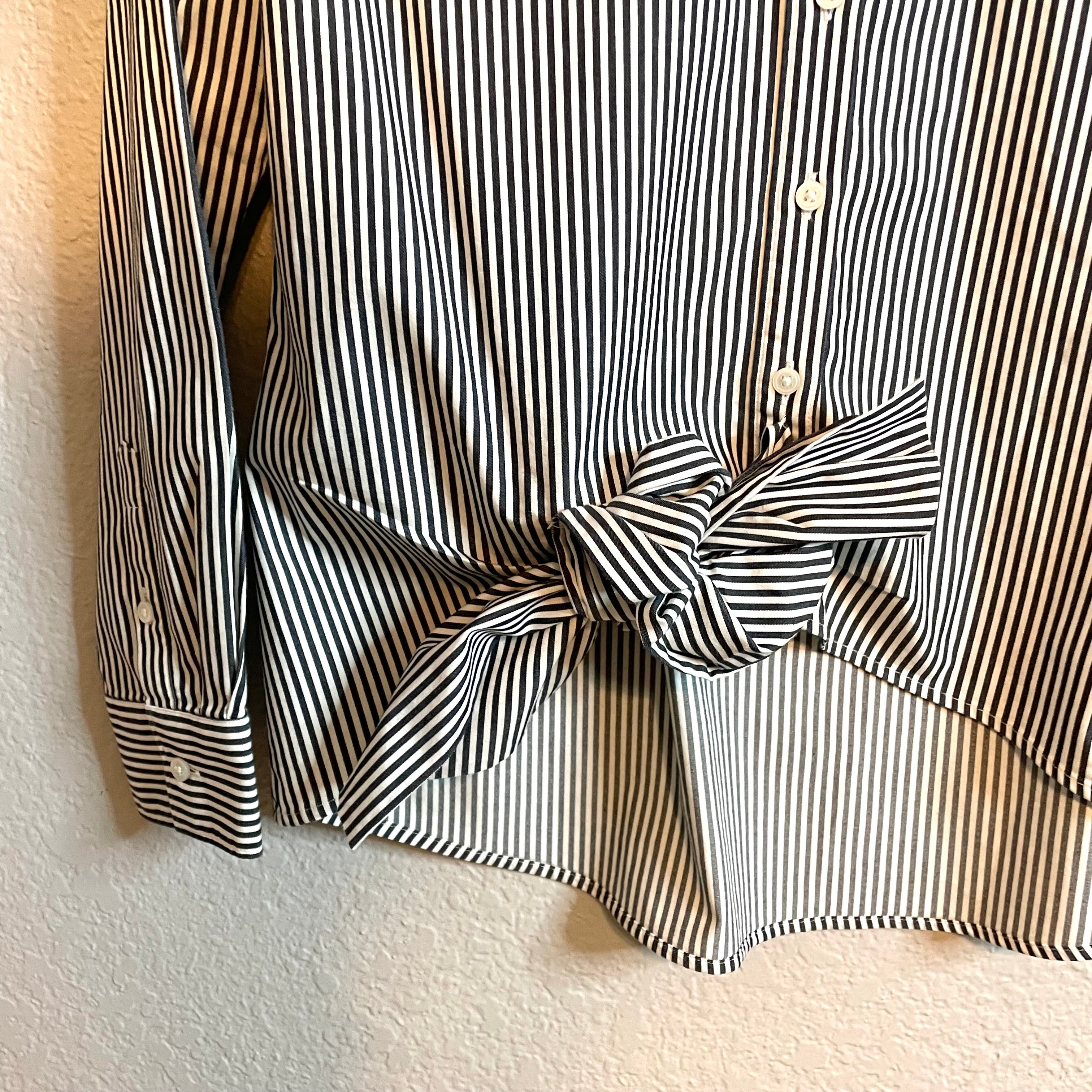 Striped Bow Front Blouse