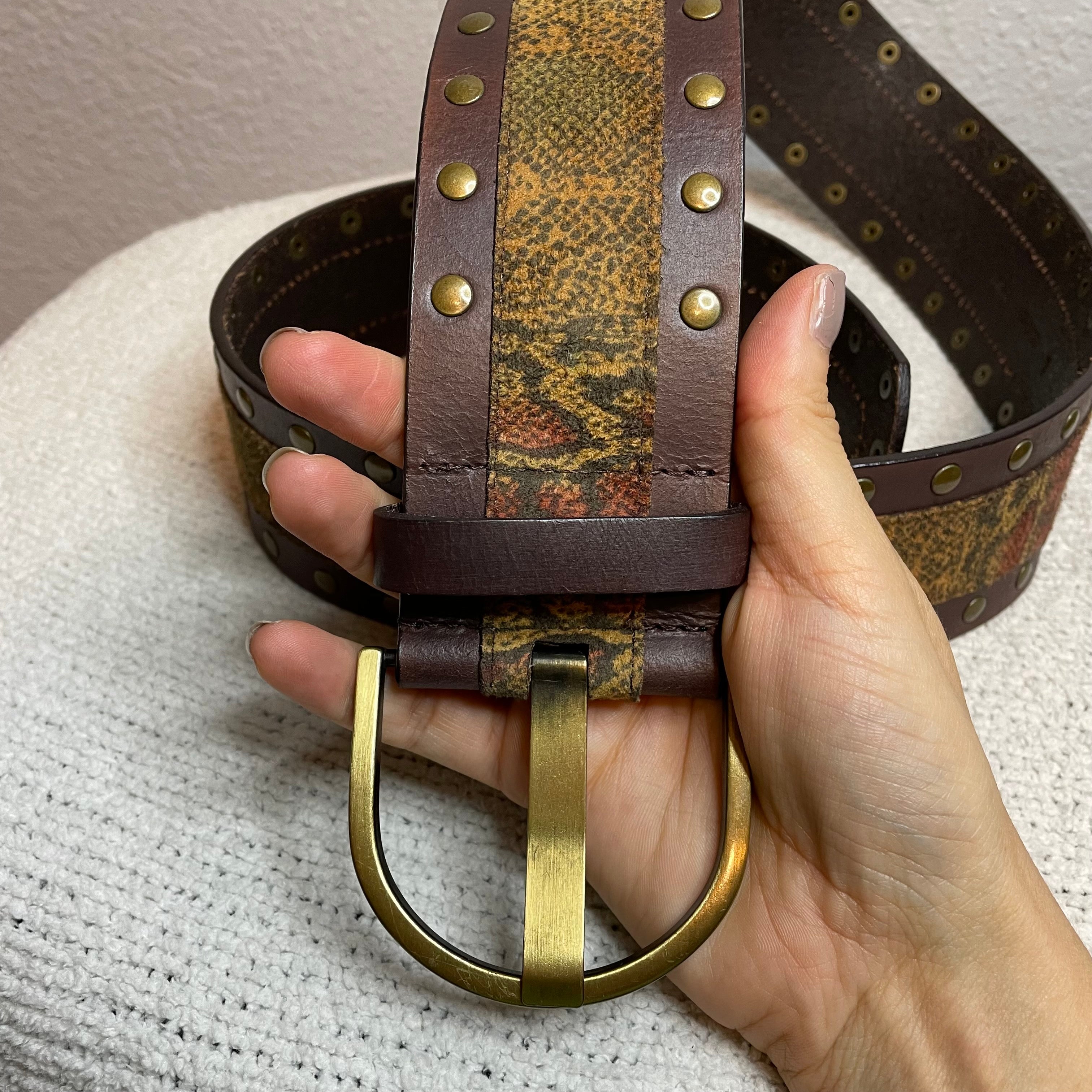 Snakeskin Print Leather Belt