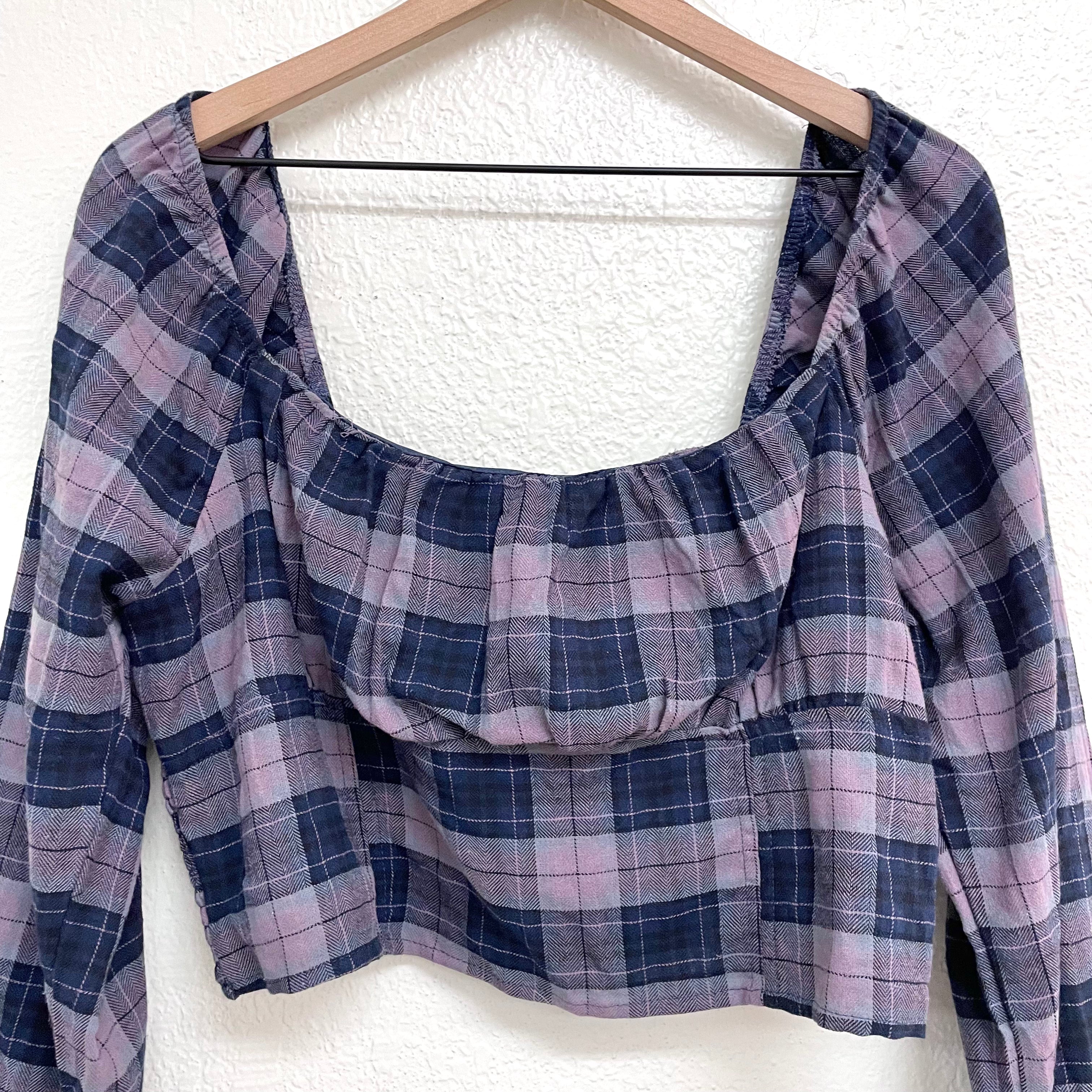 Plaid Off Shoulder Top