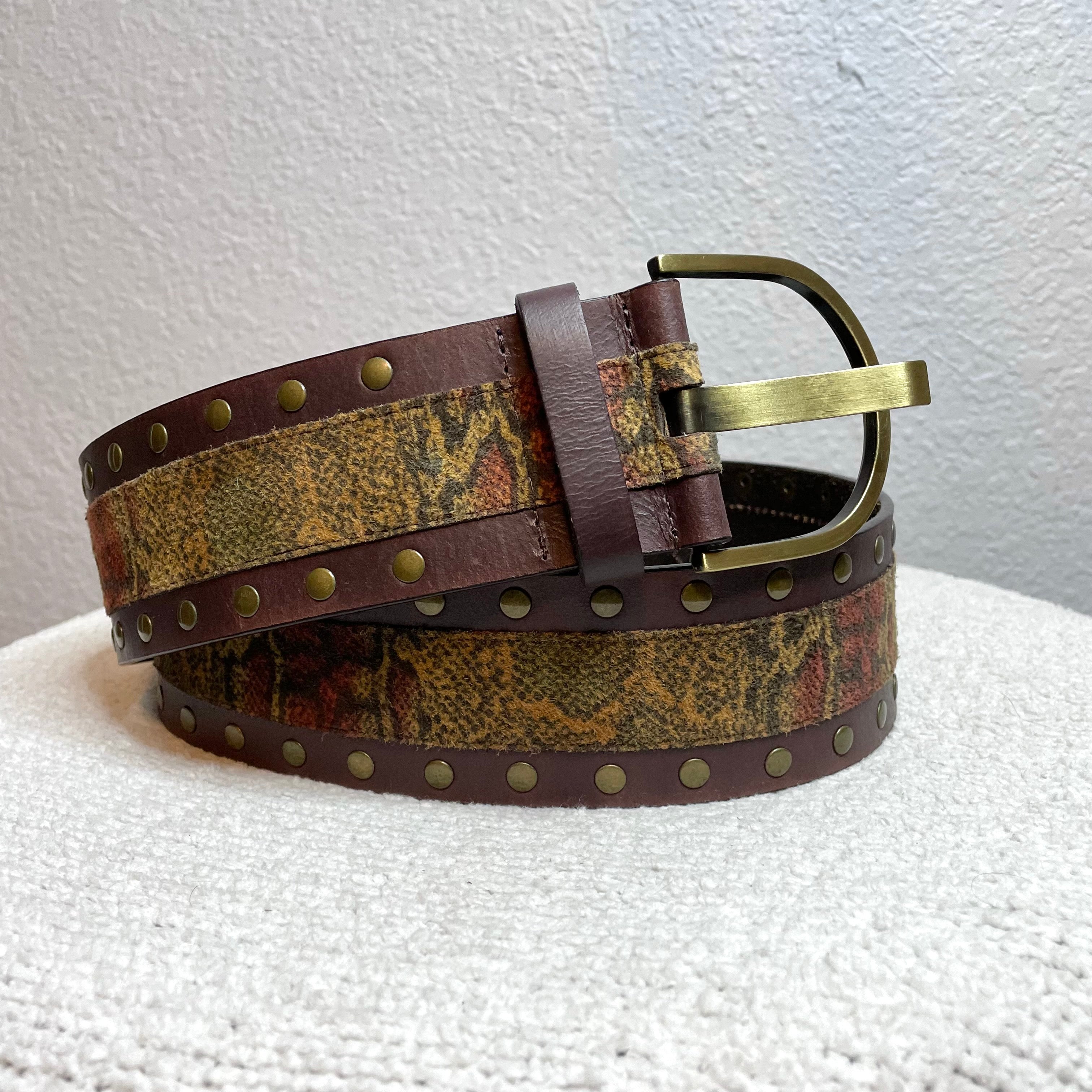 Snakeskin Print Leather Belt