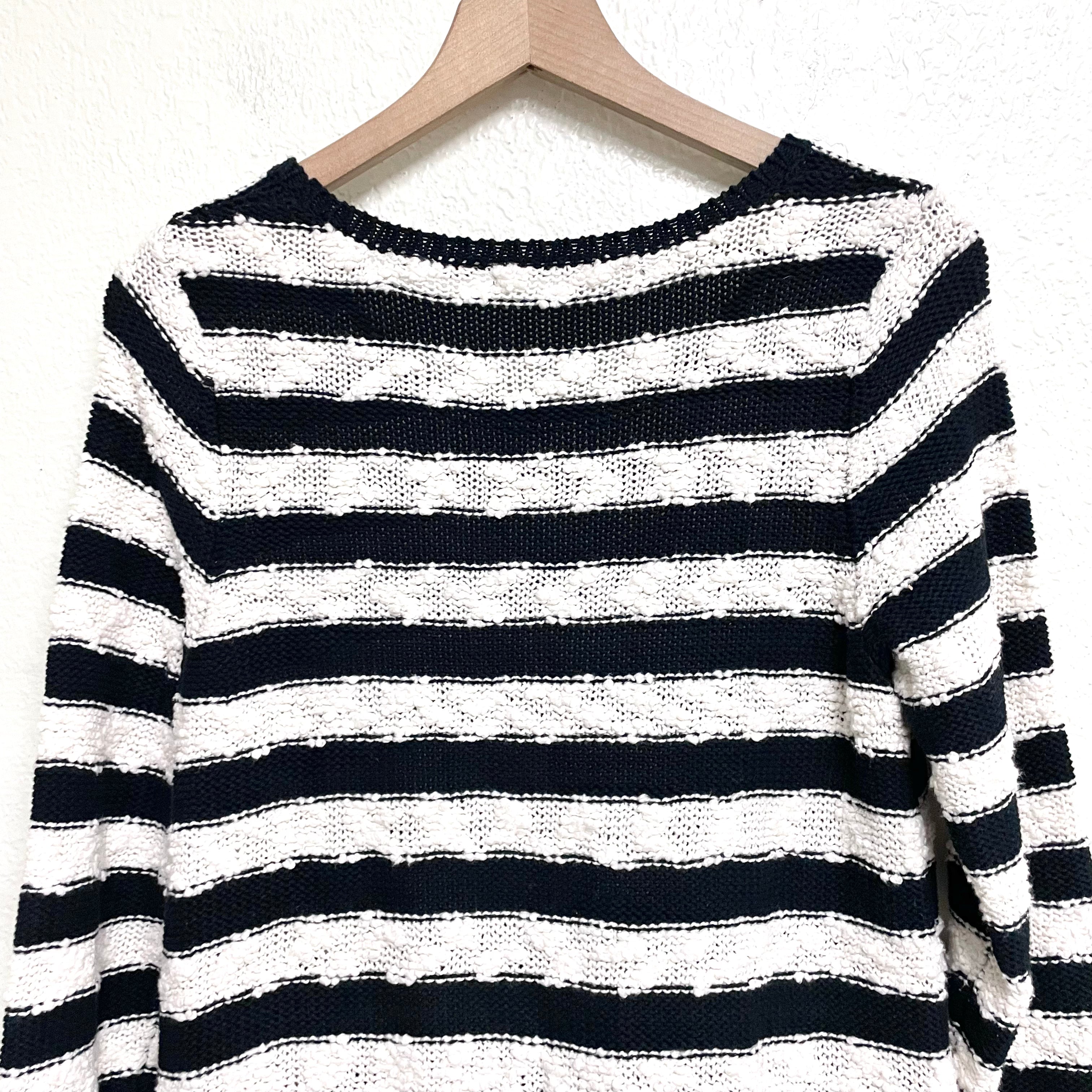 Striped Crochet Hem Sweater