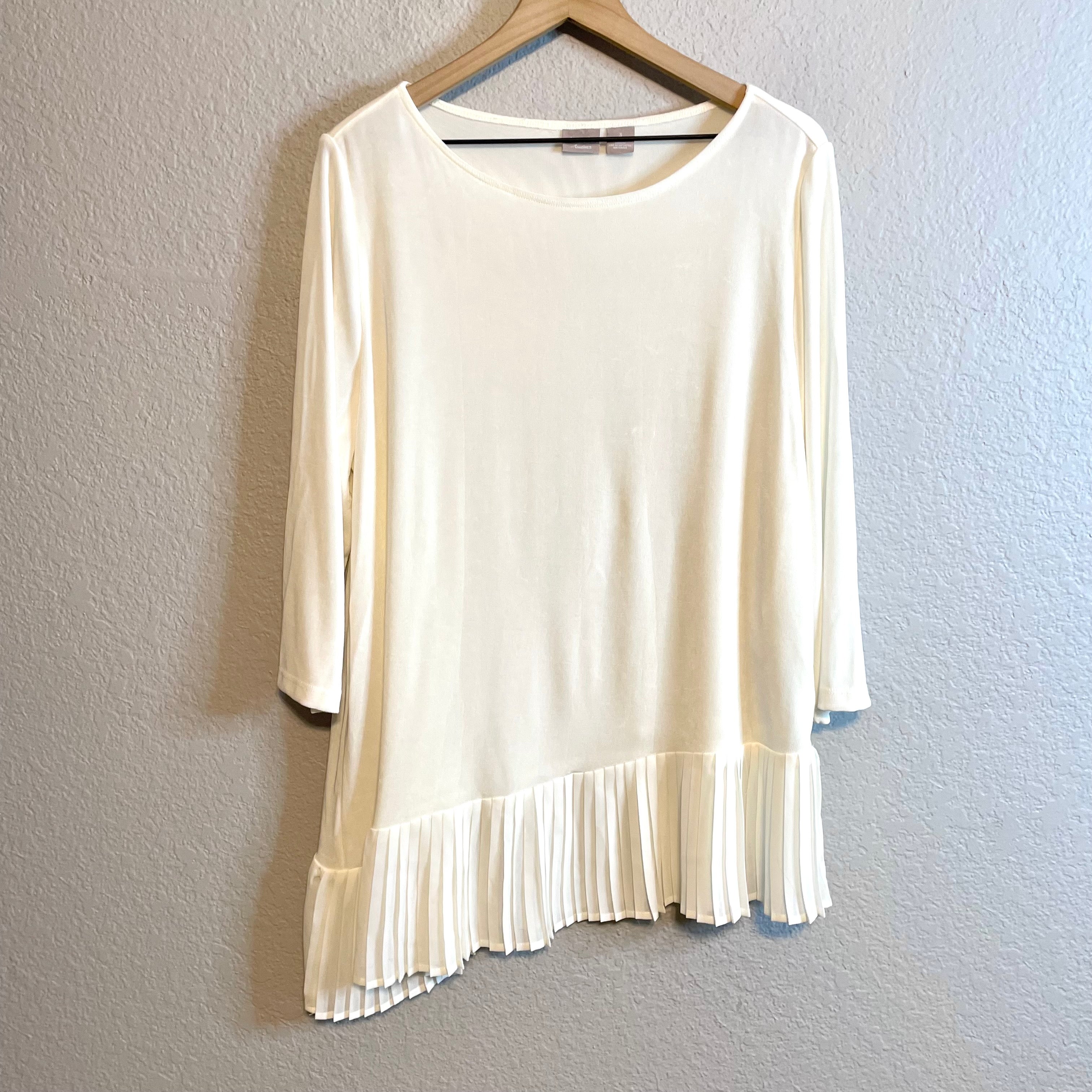 Pleated Asymmetrical Hem Blouse