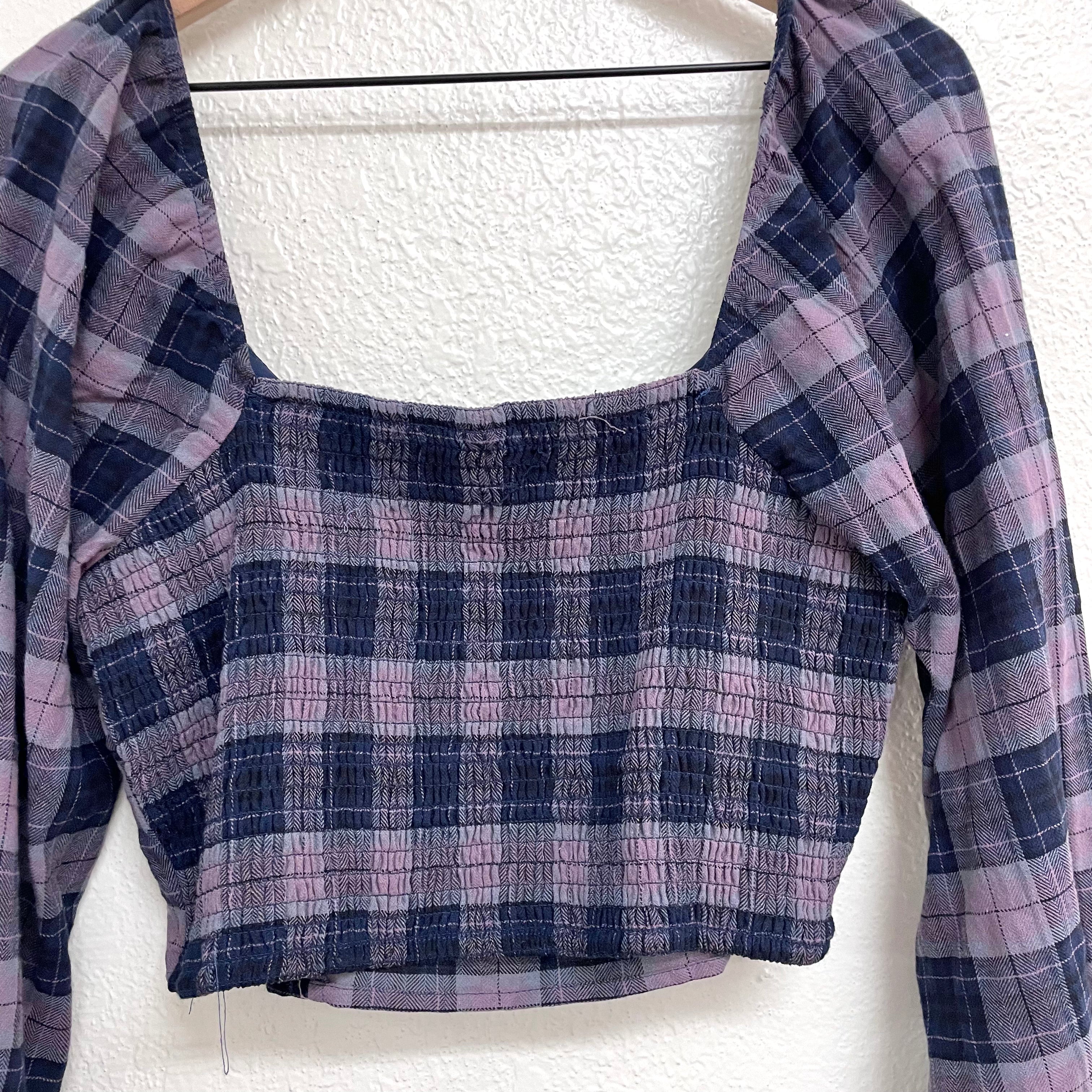 Plaid Off Shoulder Top