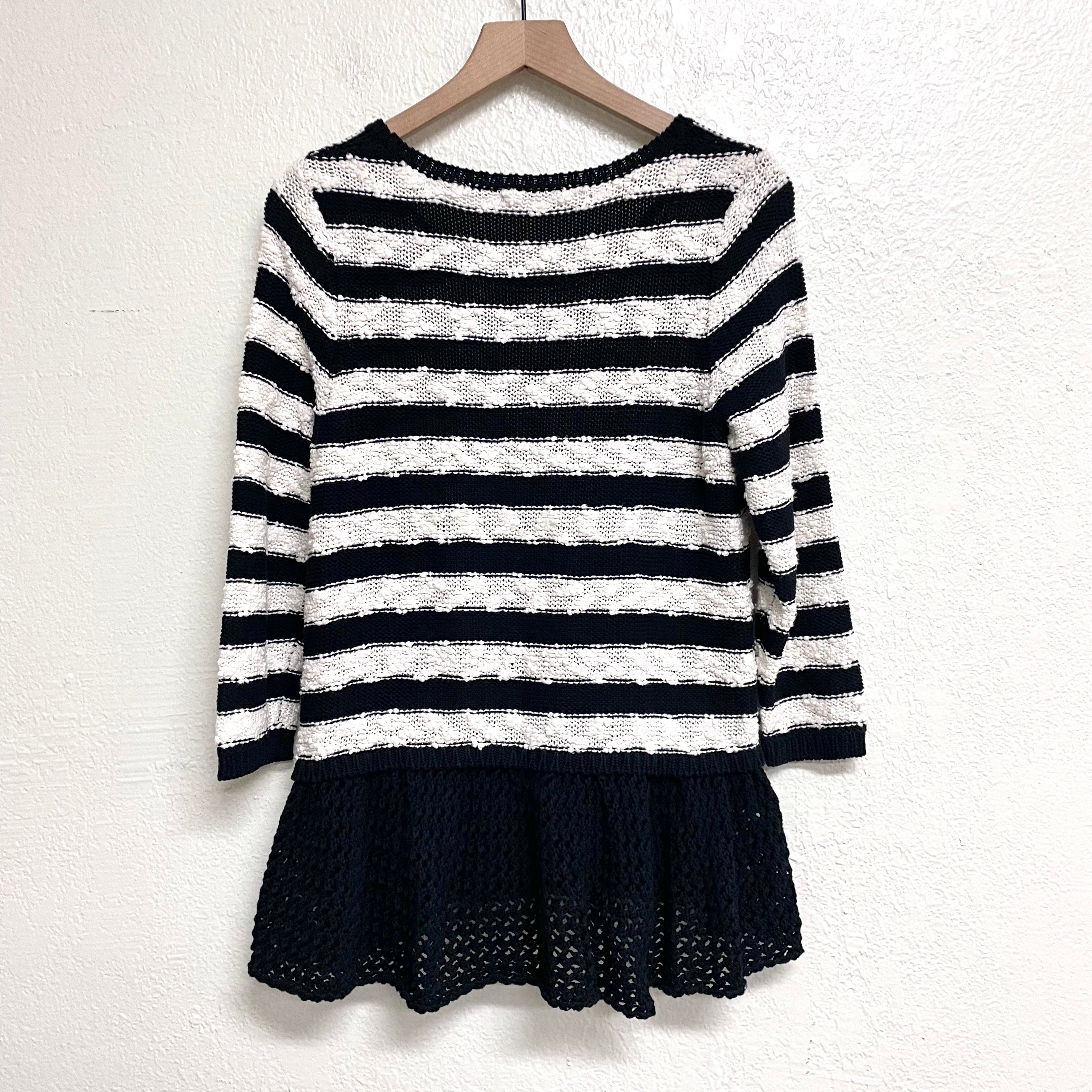 Striped Crochet Hem Sweater