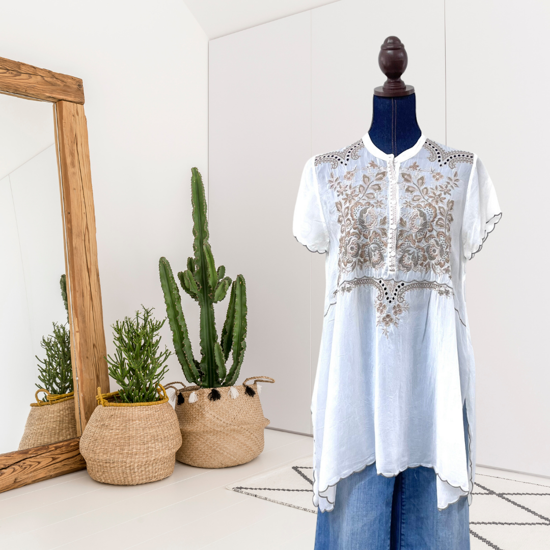 Eyelet Floral Embroidered Top