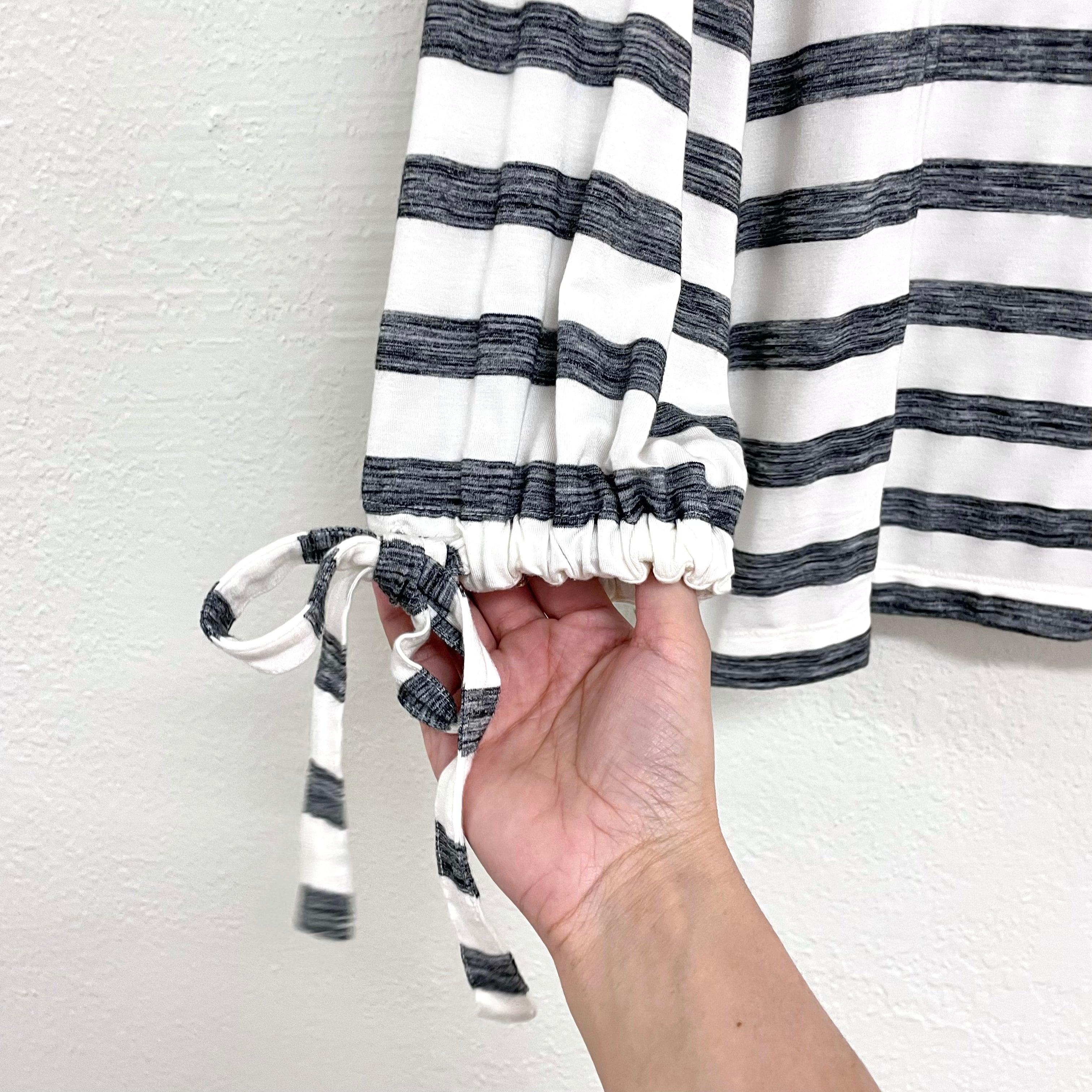 Striped Bow Sleeve Top