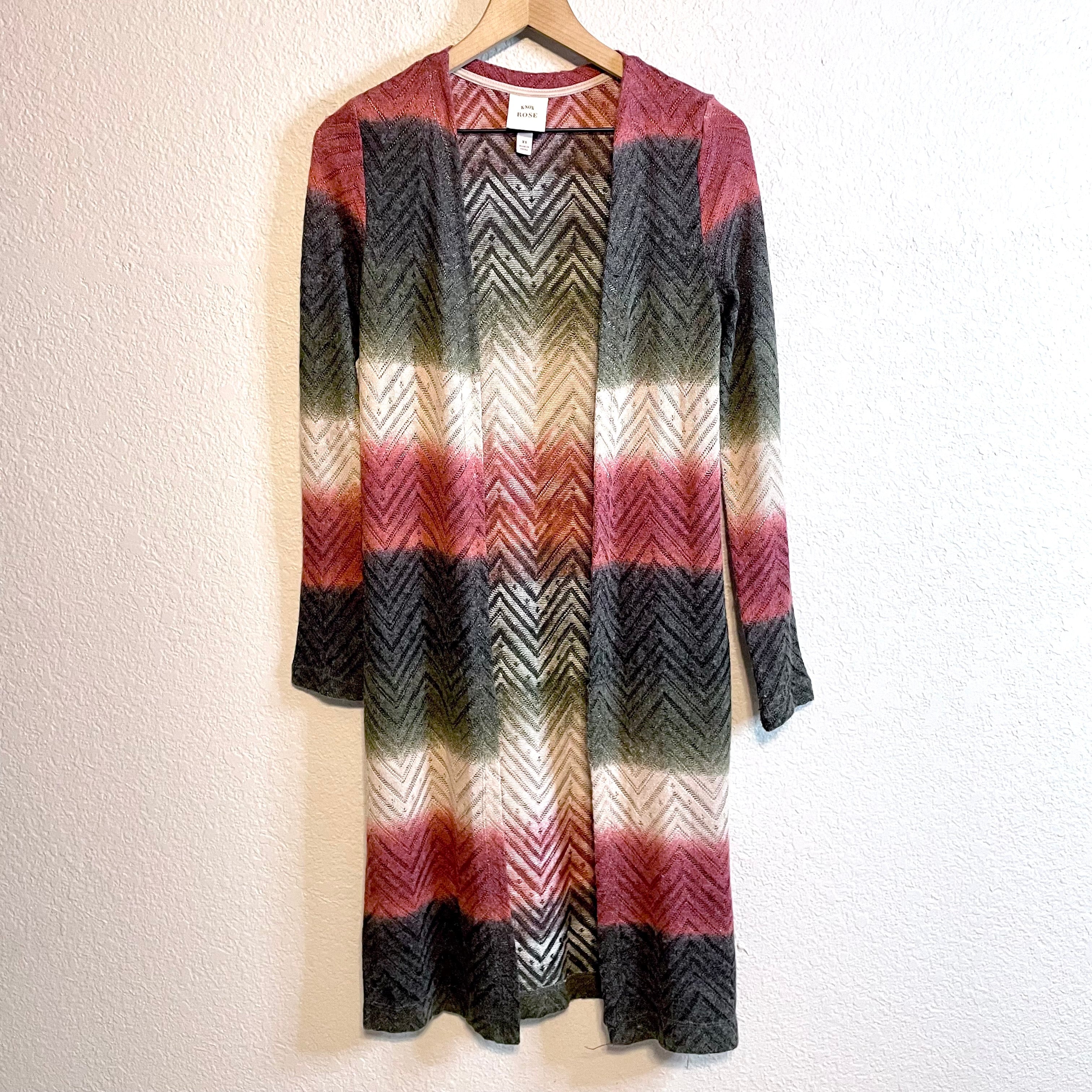 Chevron Striped Long Cardigan