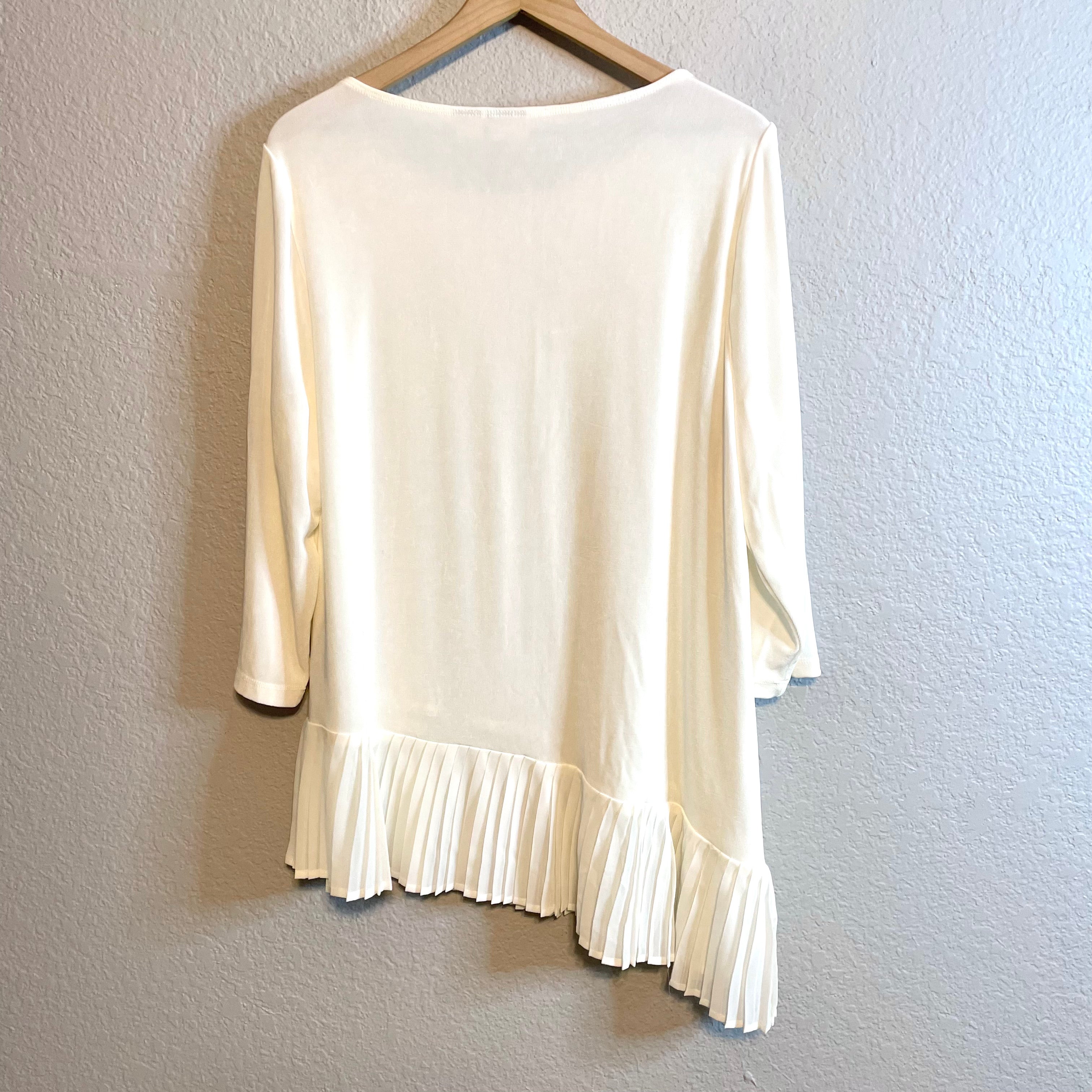 Pleated Asymmetrical Hem Blouse