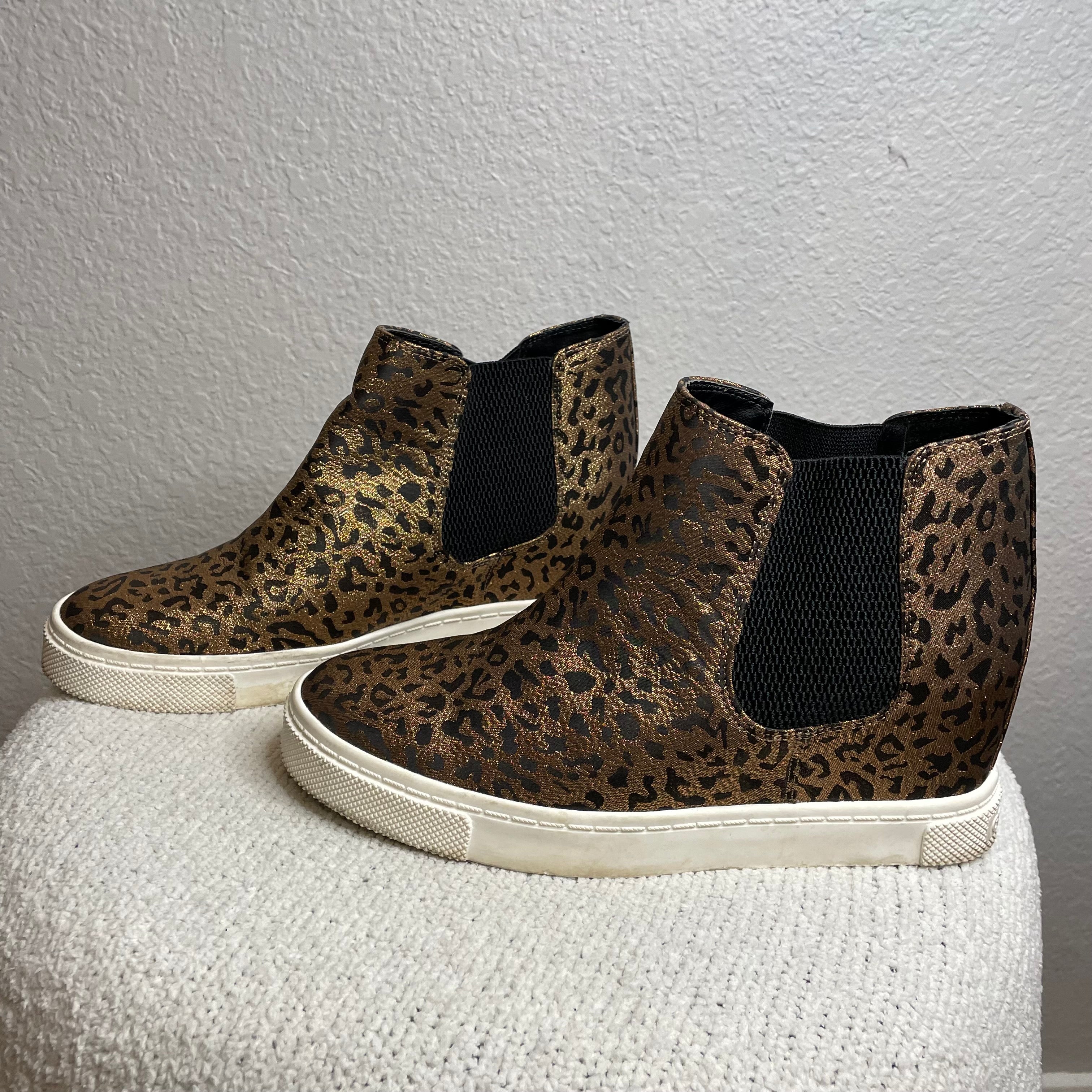 Bronze Leopard Heel Wedge Sneaker