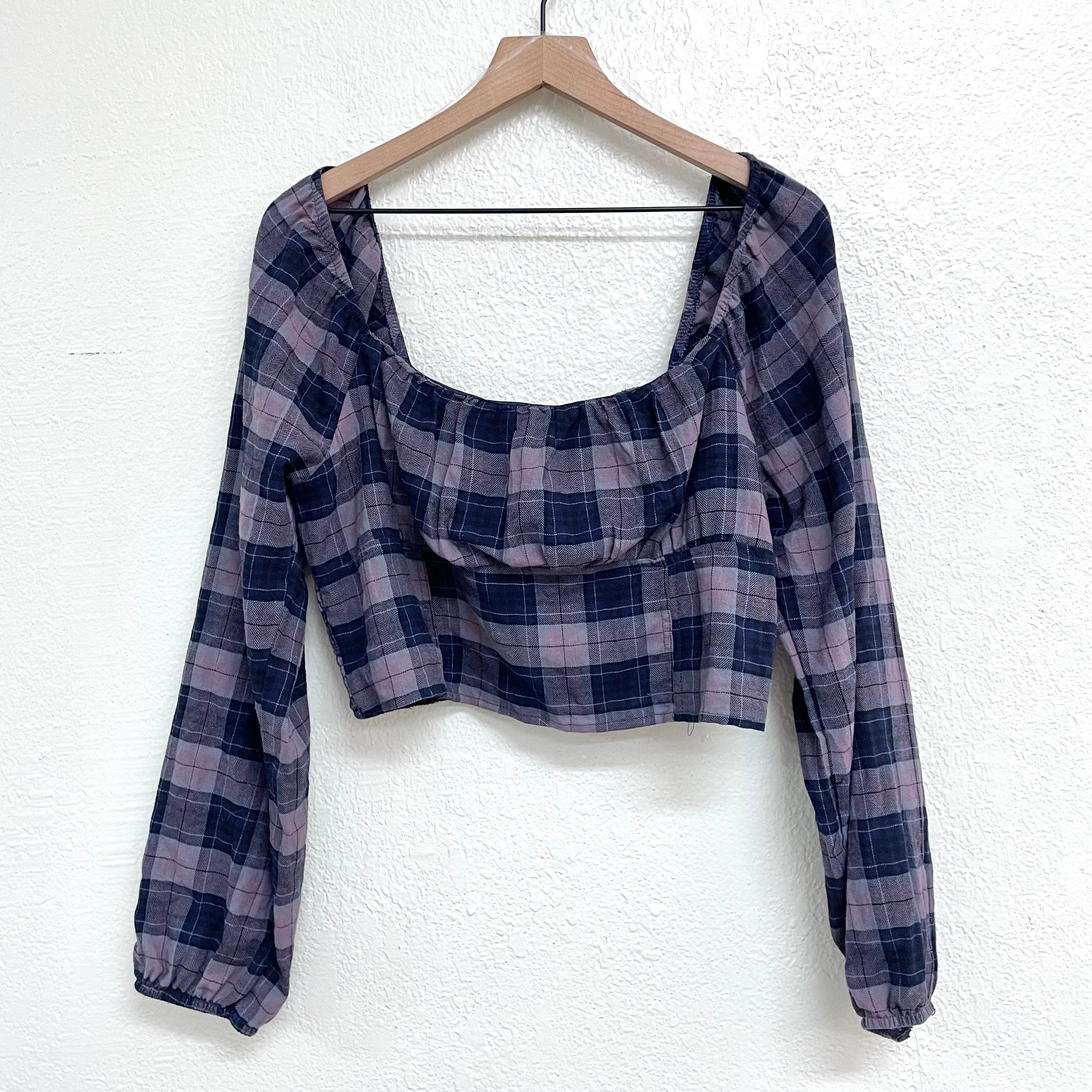 Plaid Off Shoulder Top